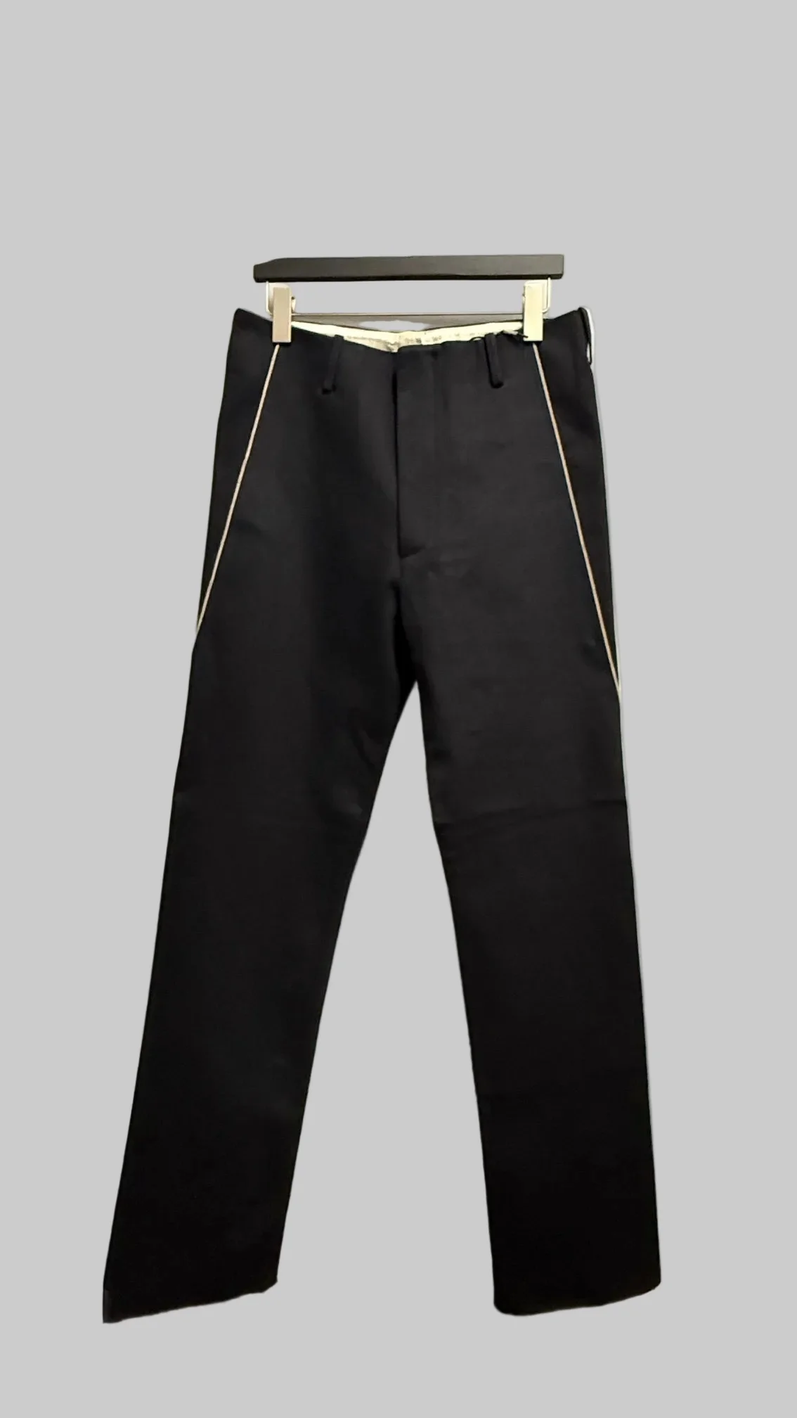 Off Black Cotton Selvedge Line Trousers - Image 8