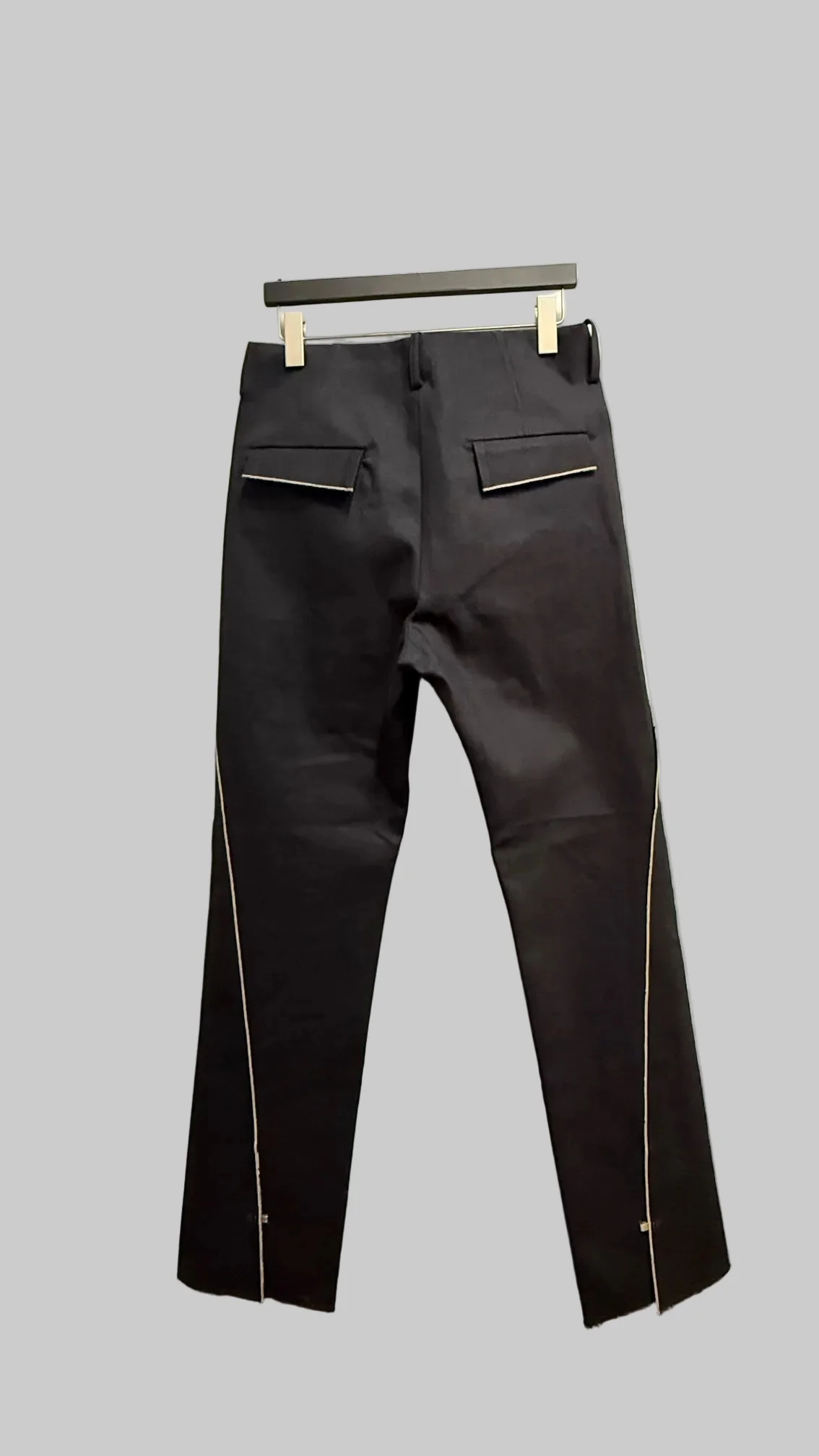 Off Black Cotton Selvedge Line Trousers - Image 9