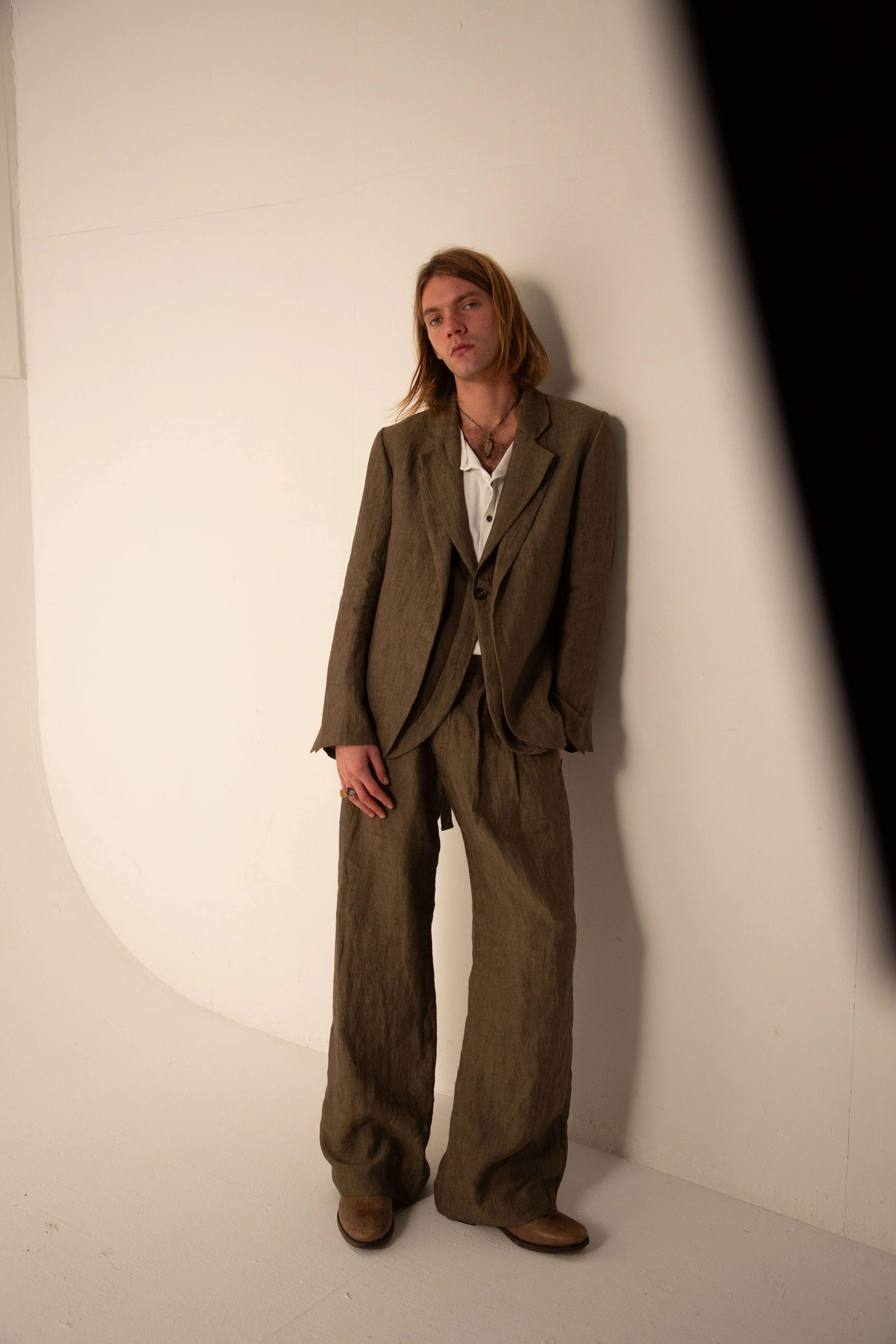 Off Black Double Layer Front Jacket - Image 11
