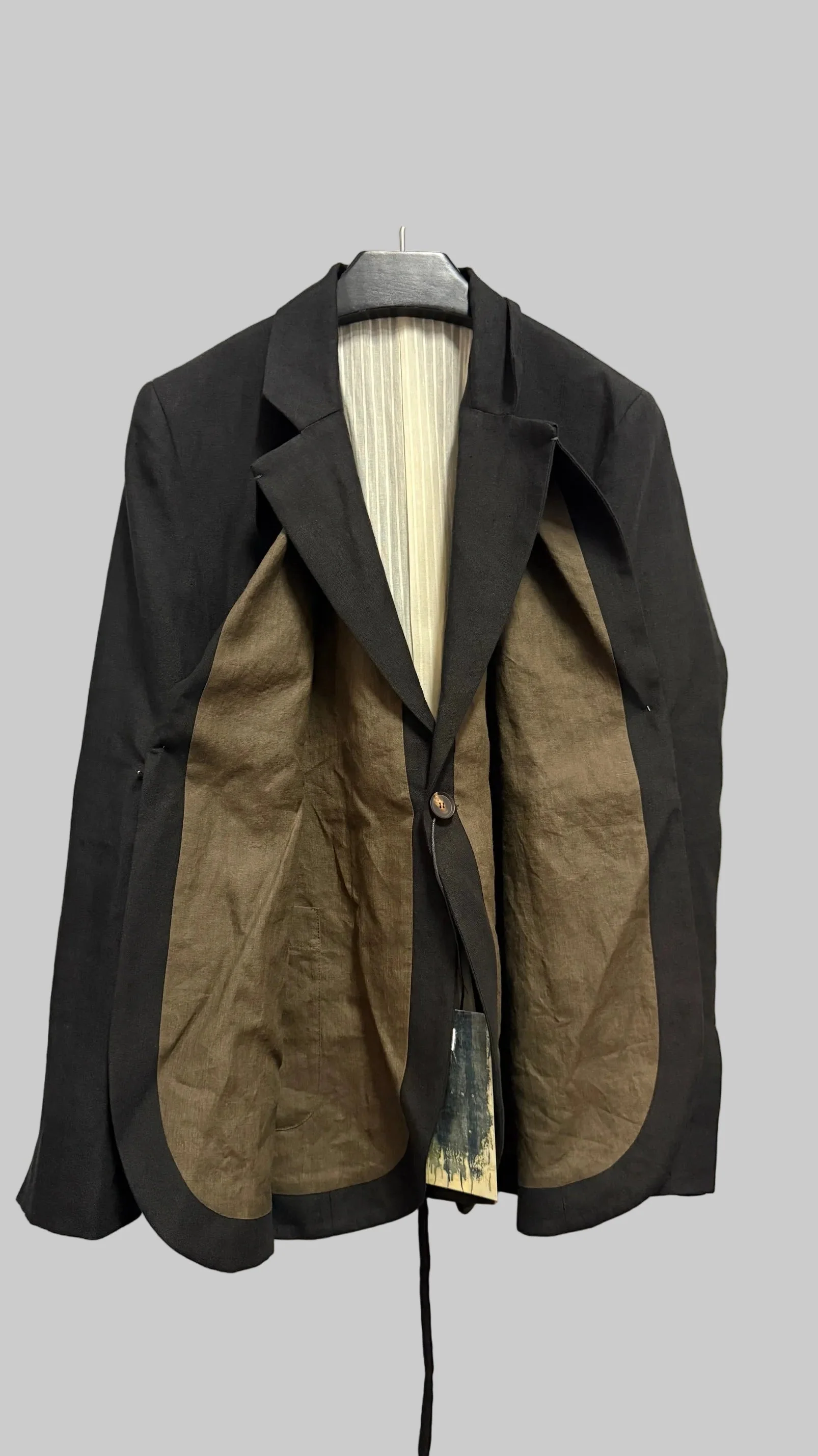 Off Black Double Layer Front Jacket - Image 3