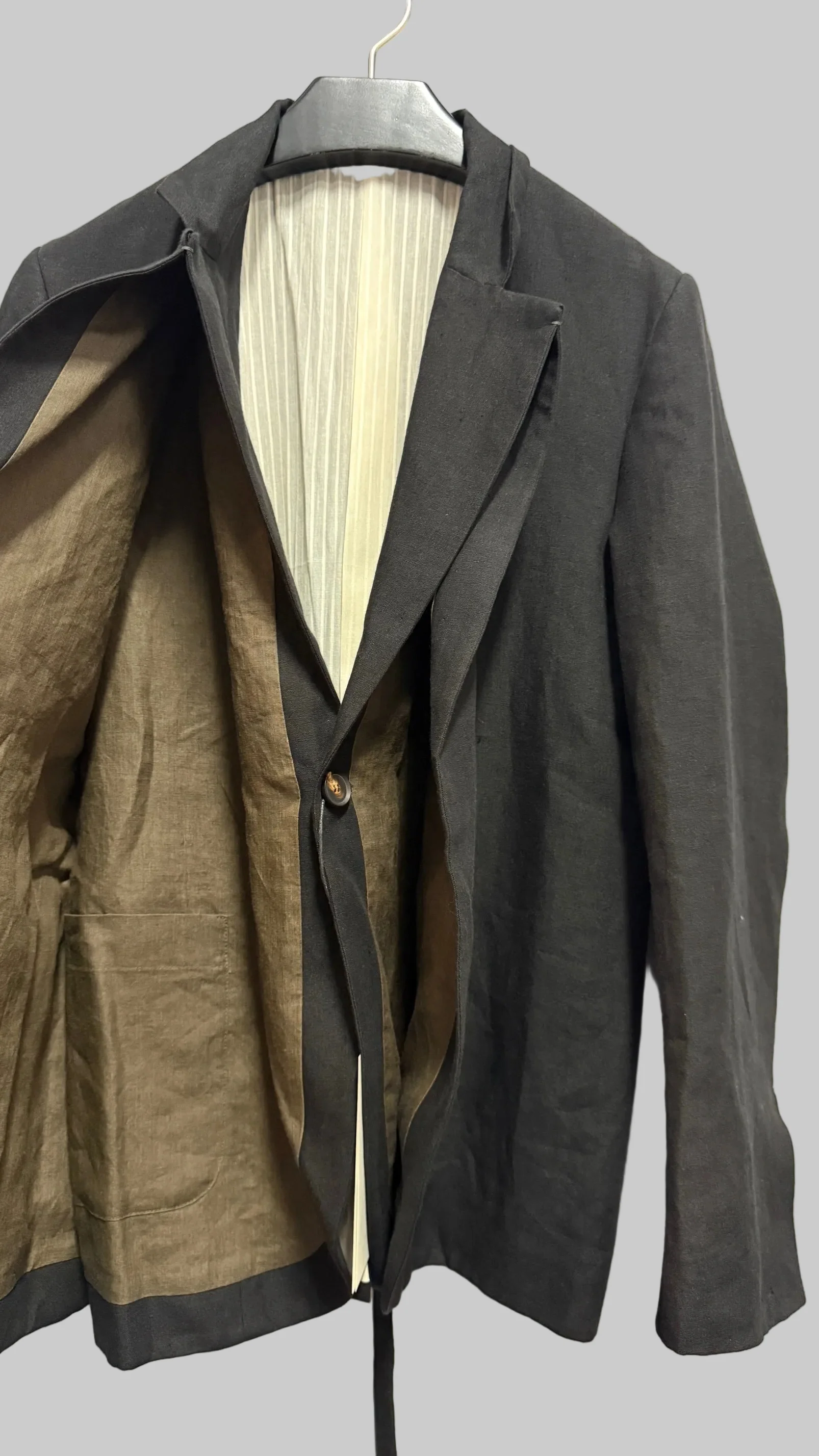 Off Black Double Layer Front Jacket - Image 4