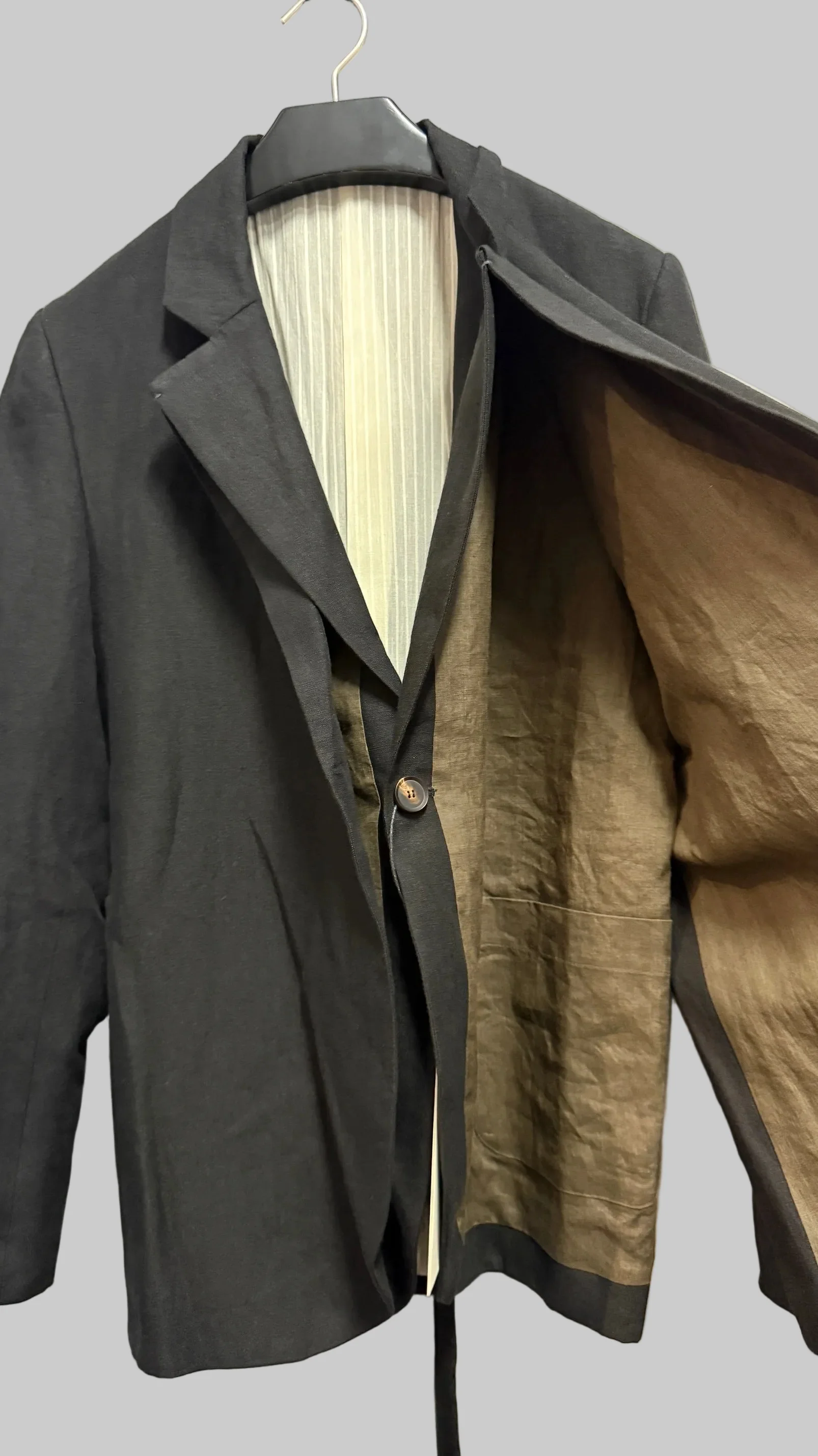 Off Black Double Layer Front Jacket - Image 5