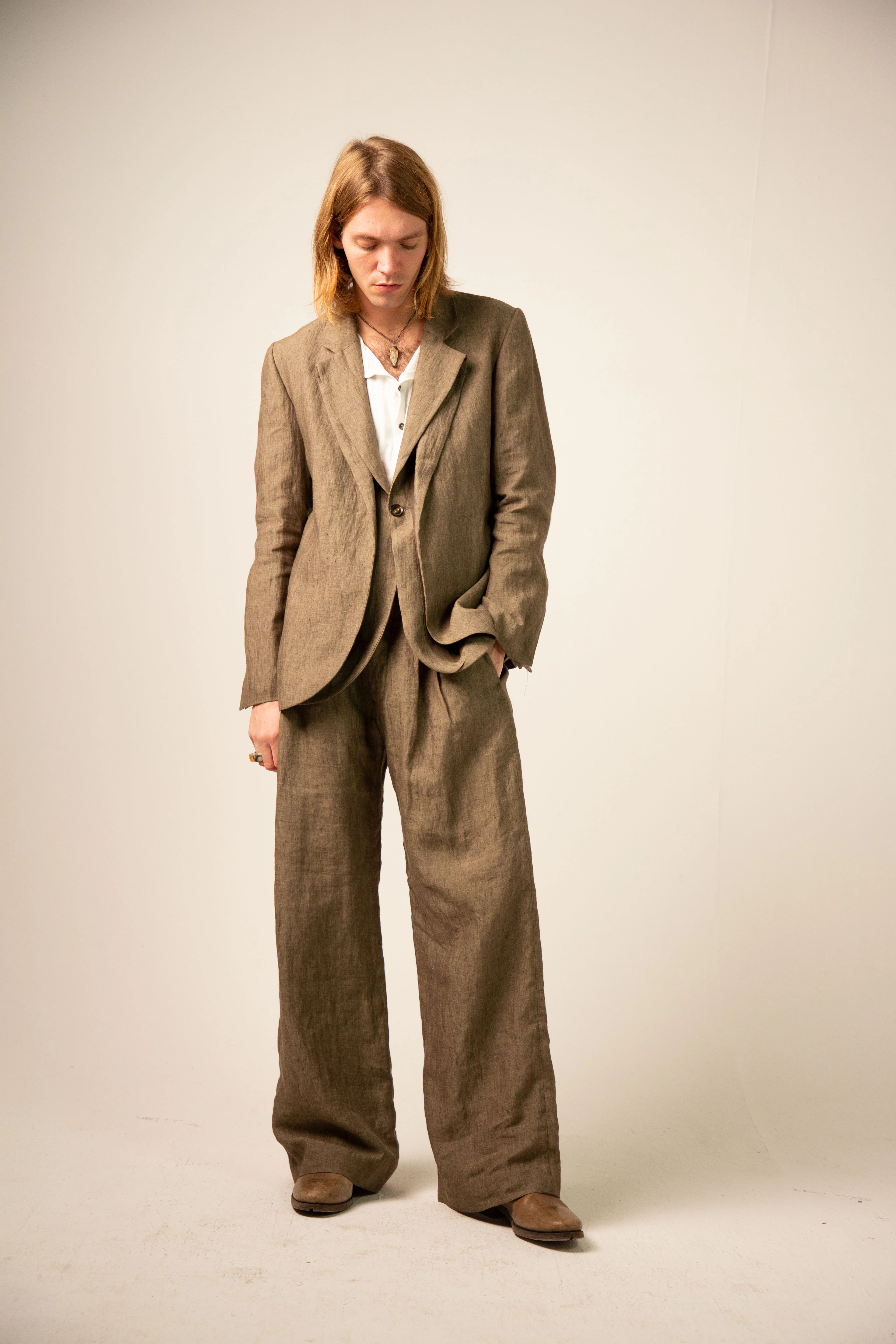 Off Black Double Layer Front Jacket - Image 9