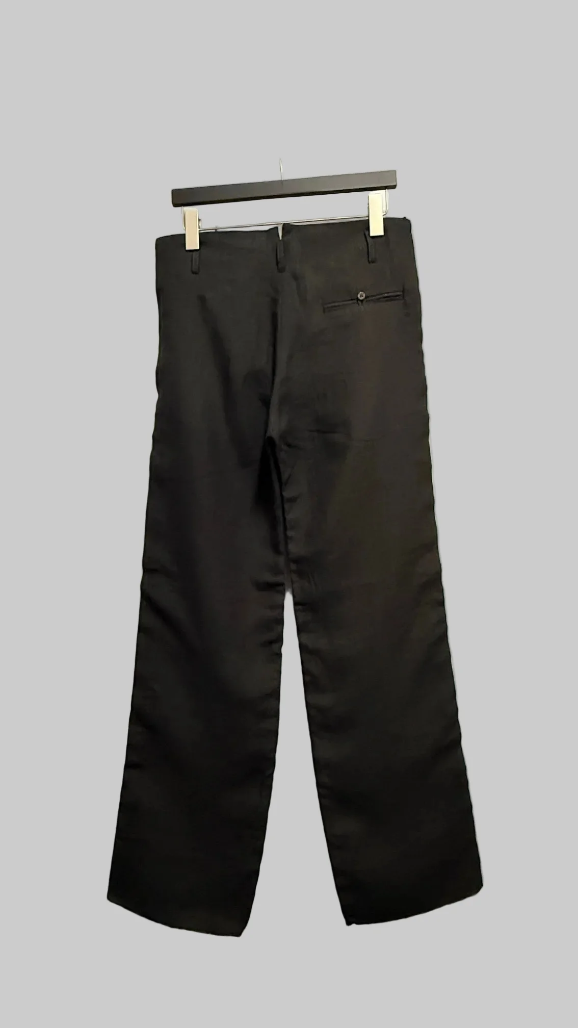Off Black Linen Relaxed Straight Leg Trousers - Image 3