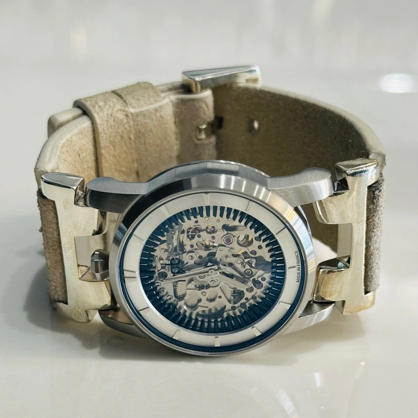 P4 X FOB Watch #5864 Straight Strap Buckle Silver Skeleton W130-012-0-PA-FLE - Image 2