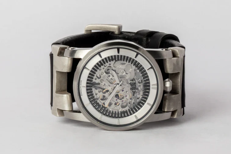 P4 X FOB Watch #5864 Straight Strap Buckle Silver Skeleton W130-012-0-PA-FLE - Image 6