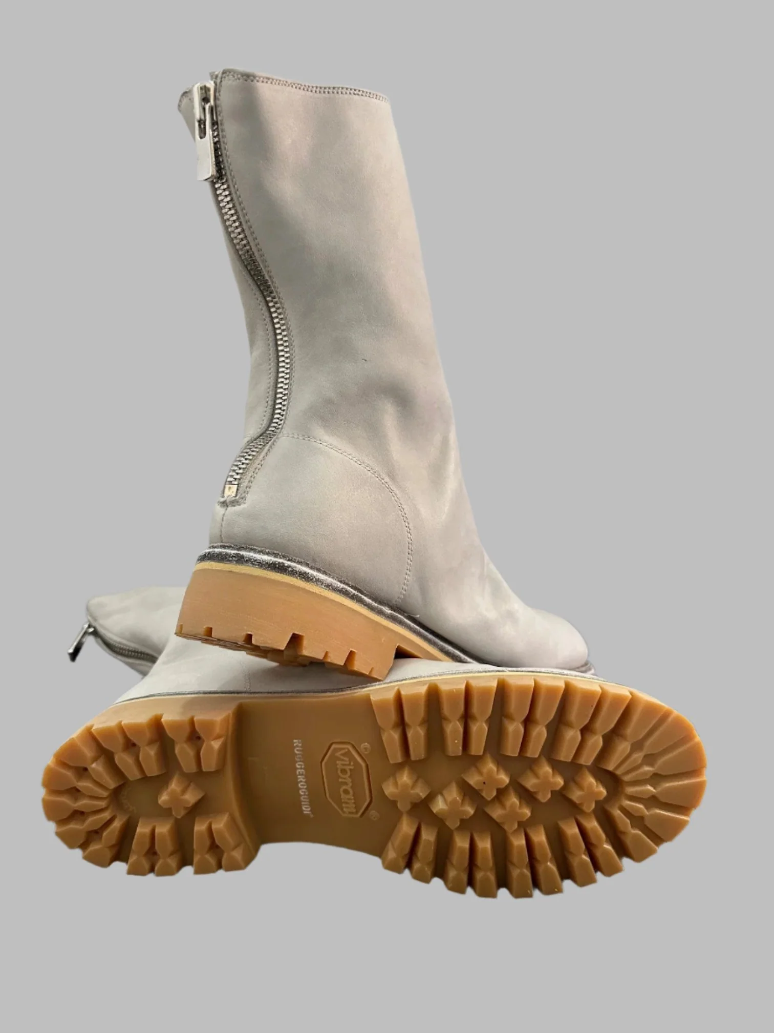 Pale Grey Back Zip Boots Vibram 788V - Image 9