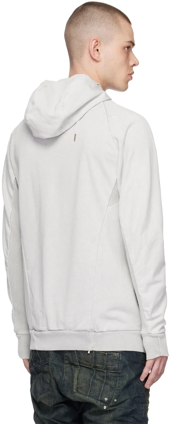 Pale Grey Cotton Hoodie Zipper 2 - Image 4