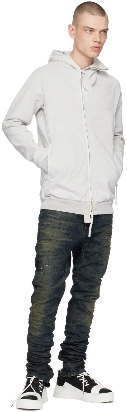 Pale Grey Cotton Hoodie Zipper 2 - Image 5