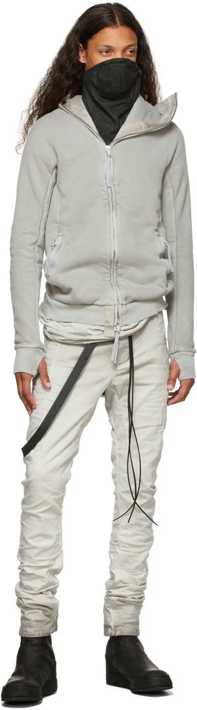 Pale Grey Cotton Hoodie Zipper 2 - Image 6
