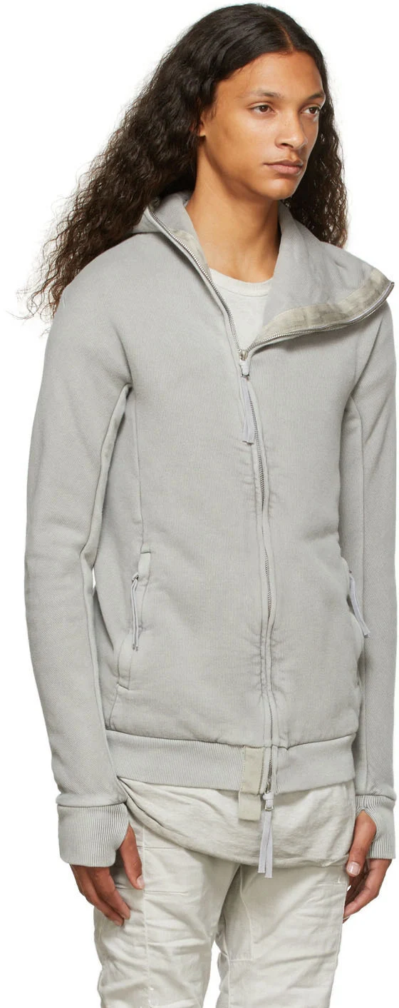 Pale Grey Cotton Hoodie Zipper 2 - Image 8