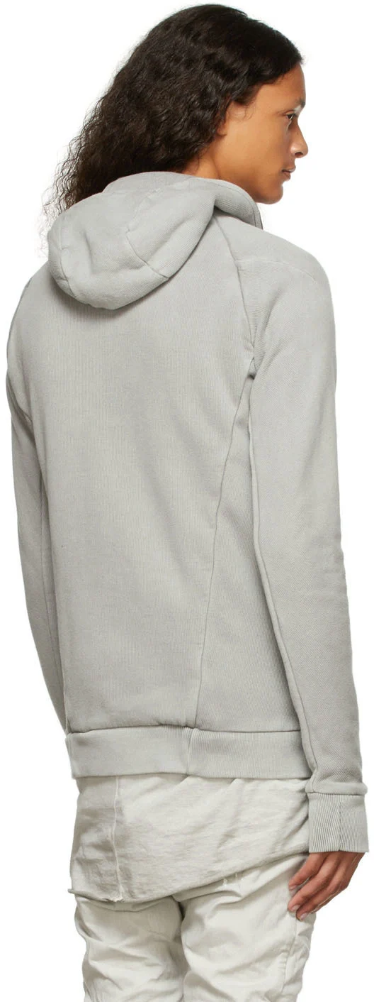 Pale Grey Cotton Hoodie Zipper 2 - Image 9