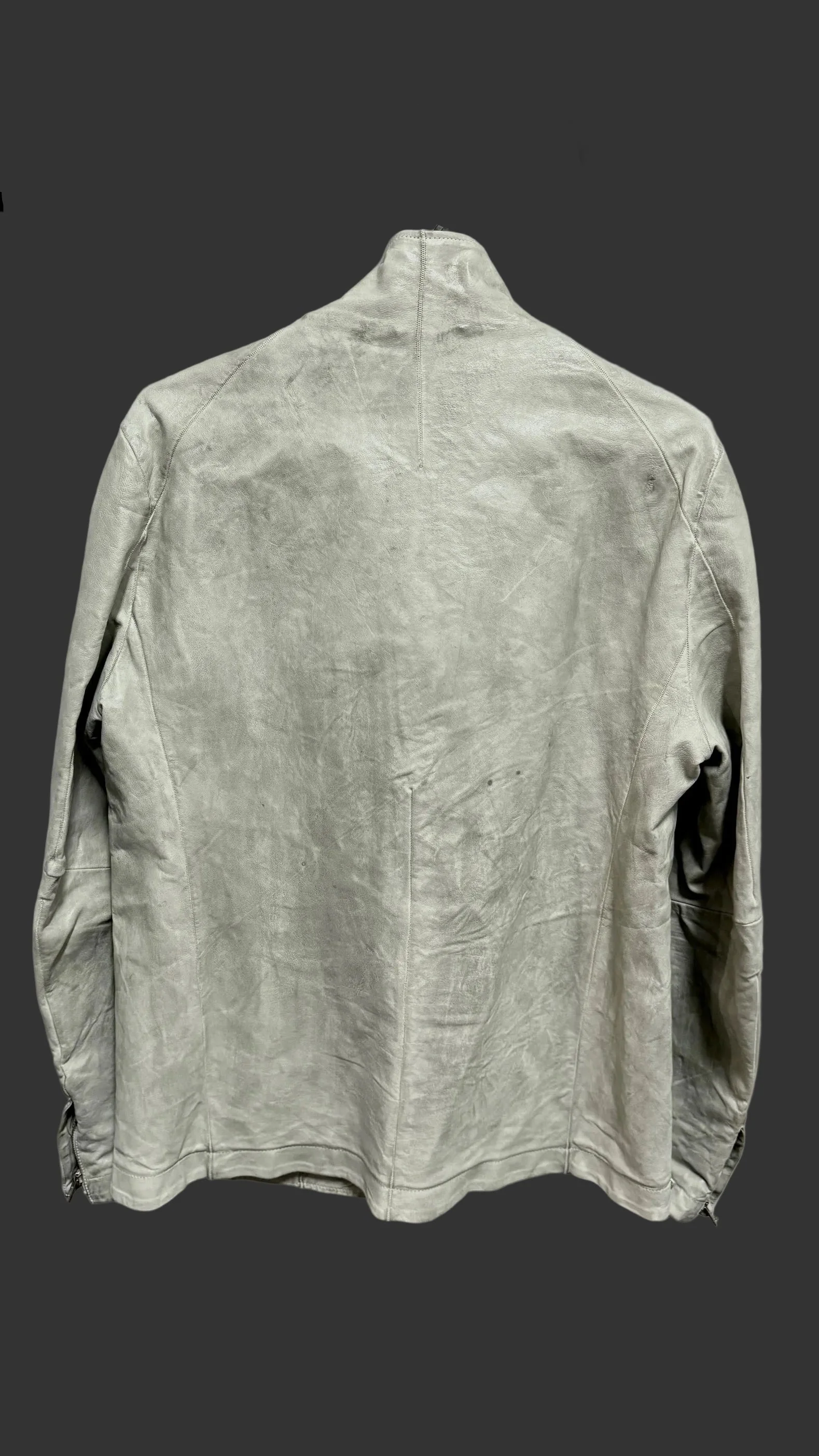 Pale Grey High Neck Kangaroo Leather Jacket by Carol Christian Poell - Image 2
