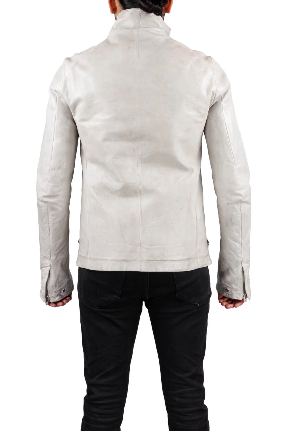 Pale Grey High Neck Kangaroo Leather Jacket by Carol Christian Poell - Image 9