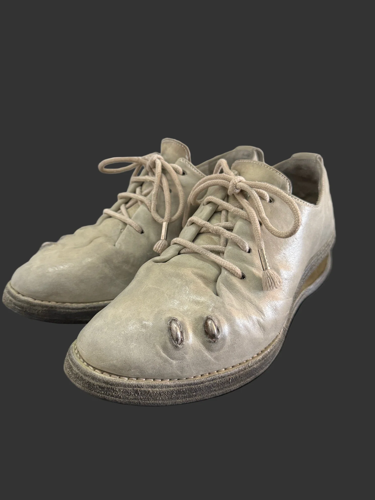 Pale Grey One Piece Prosthetic Officer Derbies U-Sole by Carol Christian Poell - Image 3