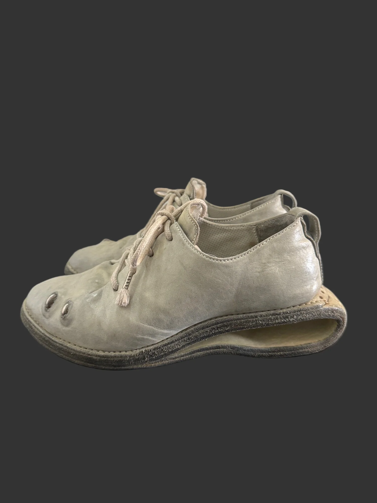 Pale Grey One Piece Prosthetic Officer Derbies U-Sole by Carol Christian Poell - Image 4