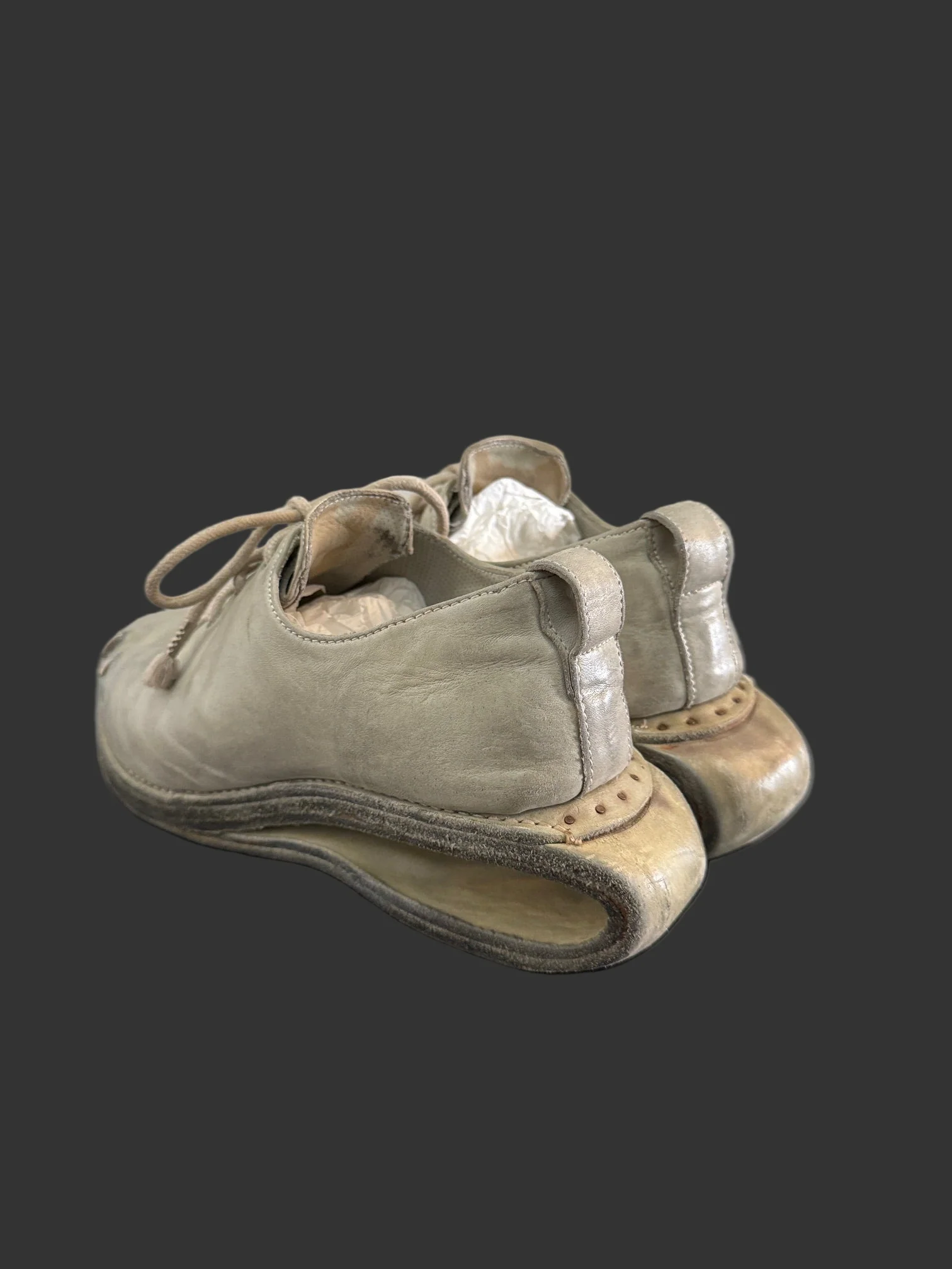 Pale Grey One Piece Prosthetic Officer Derbies U-Sole by Carol Christian Poell - Image 5