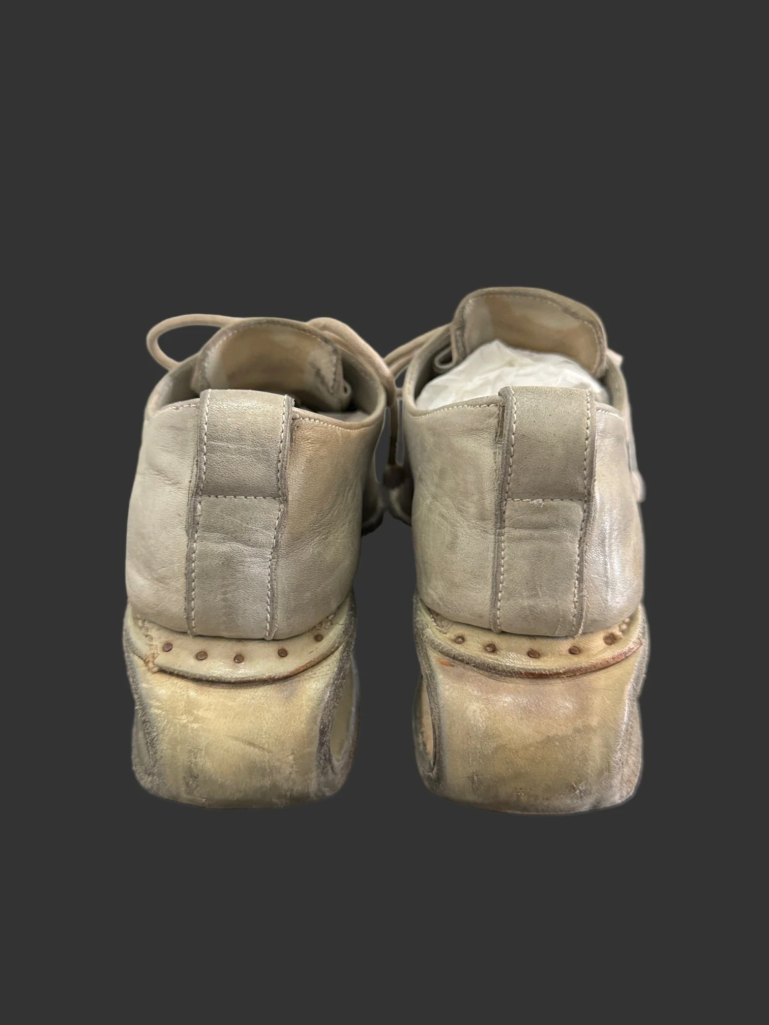 Pale Grey One Piece Prosthetic Officer Derbies U-Sole by Carol Christian Poell - Image 6