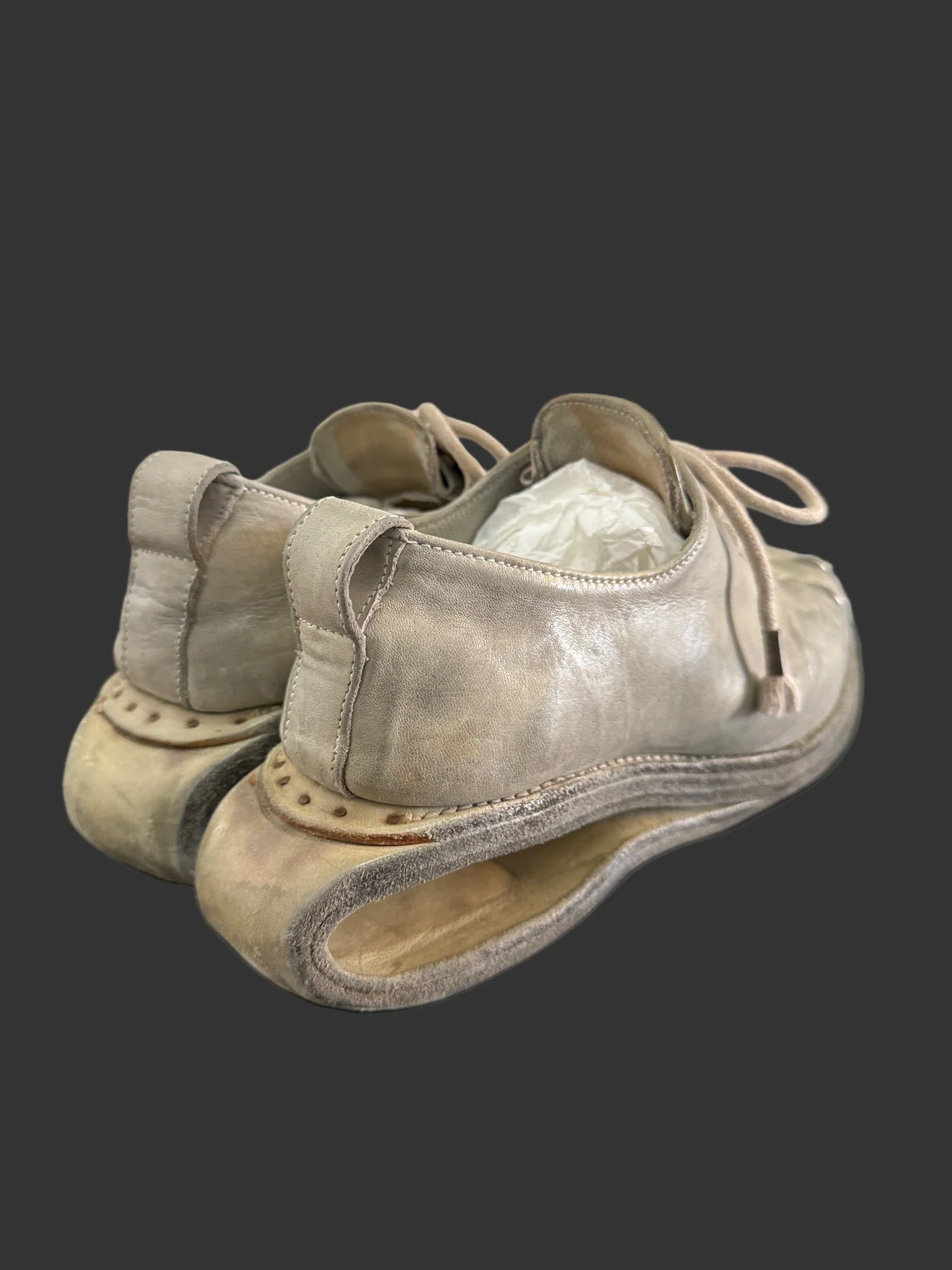 Pale Grey One Piece Prosthetic Officer Derbies U-Sole by Carol Christian Poell - Image 7