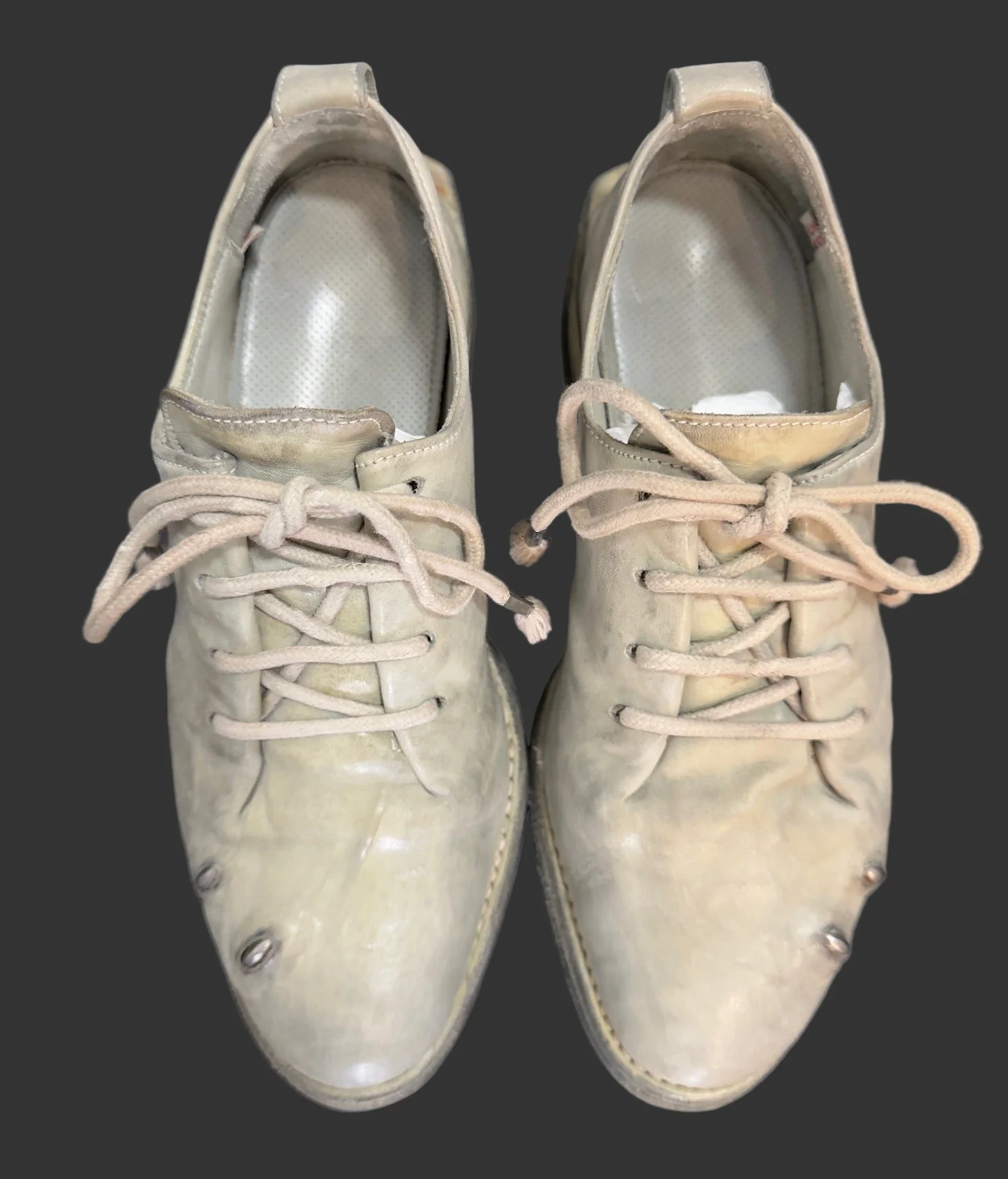 Pale Grey One Piece Prosthetic Officer Derbies U-Sole by Carol Christian Poell - Image 9