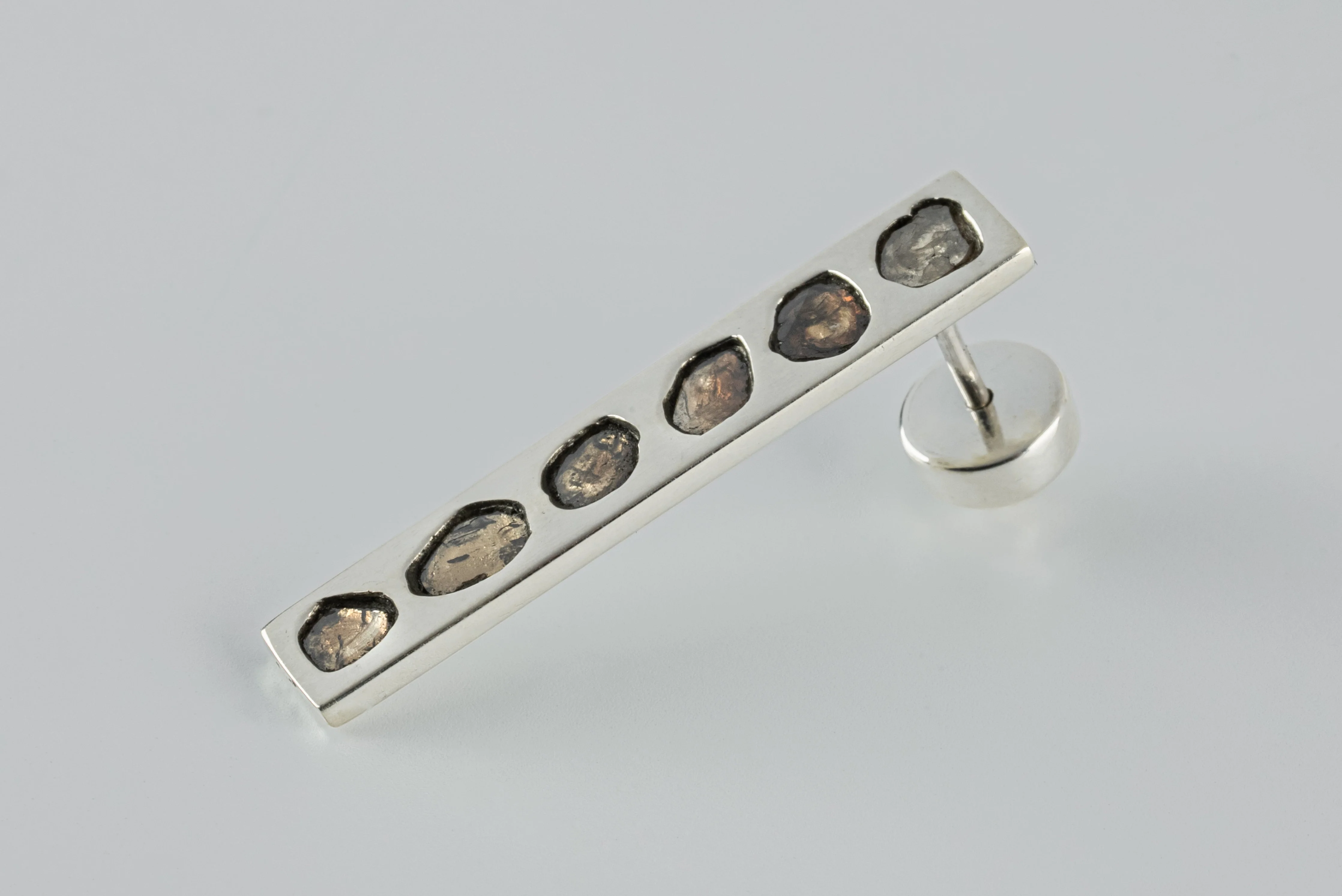 Plate Earring 0.6 CT 6 Diamond Slabs 34mm 1135-2-PA+DIA