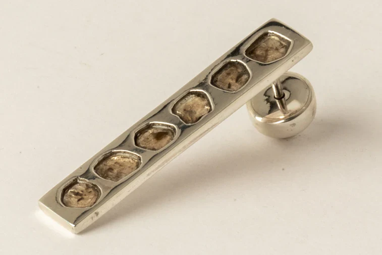 Plate Earring 0.6 CT 6 Diamond Slabs 34mm 1135-2-PA+DIA - Image 3