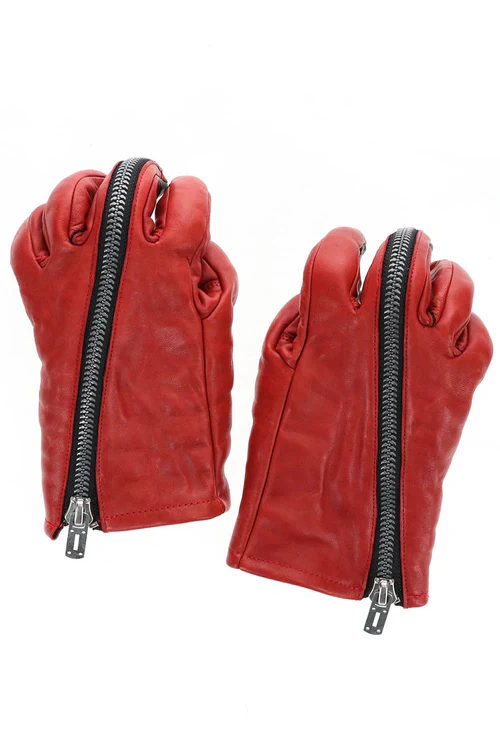Red Horse Leather Zip Gloves - Image 3