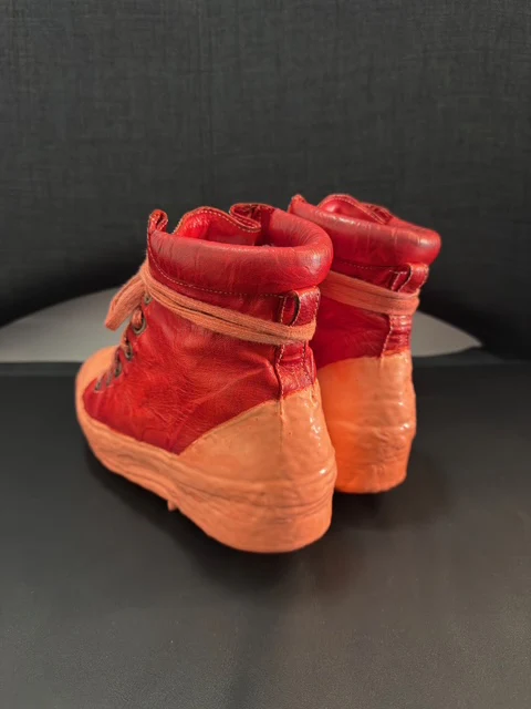 Red Kangaroo Leather Latex Dripped One Piece Sneakers by Carol Christian Poell - Image 6