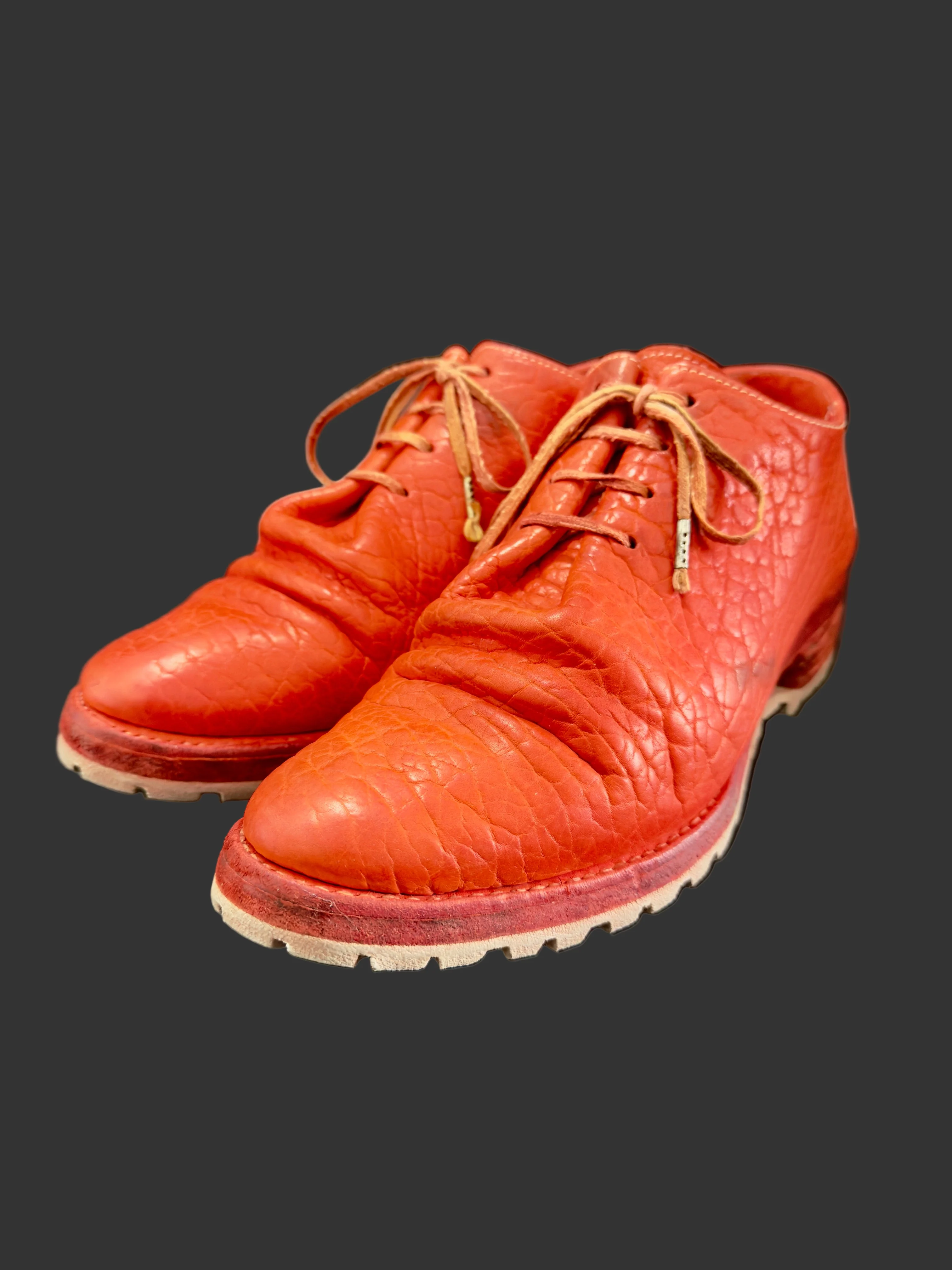 Red Object Dyed Bison One Piece Oxfords with Tank Soles by Carol Christian Poell - Image 2