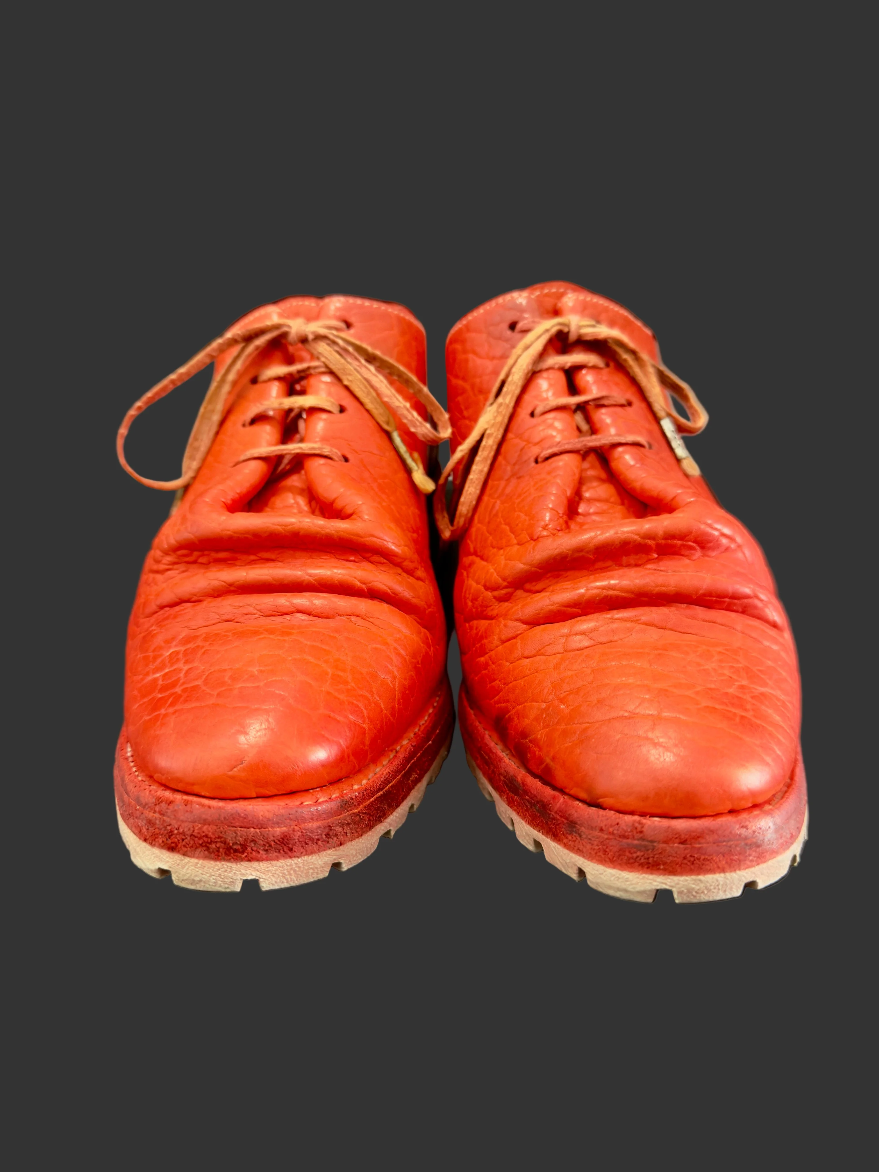 Red Object Dyed Bison One Piece Oxfords with Tank Soles by Carol Christian Poell - Image 3