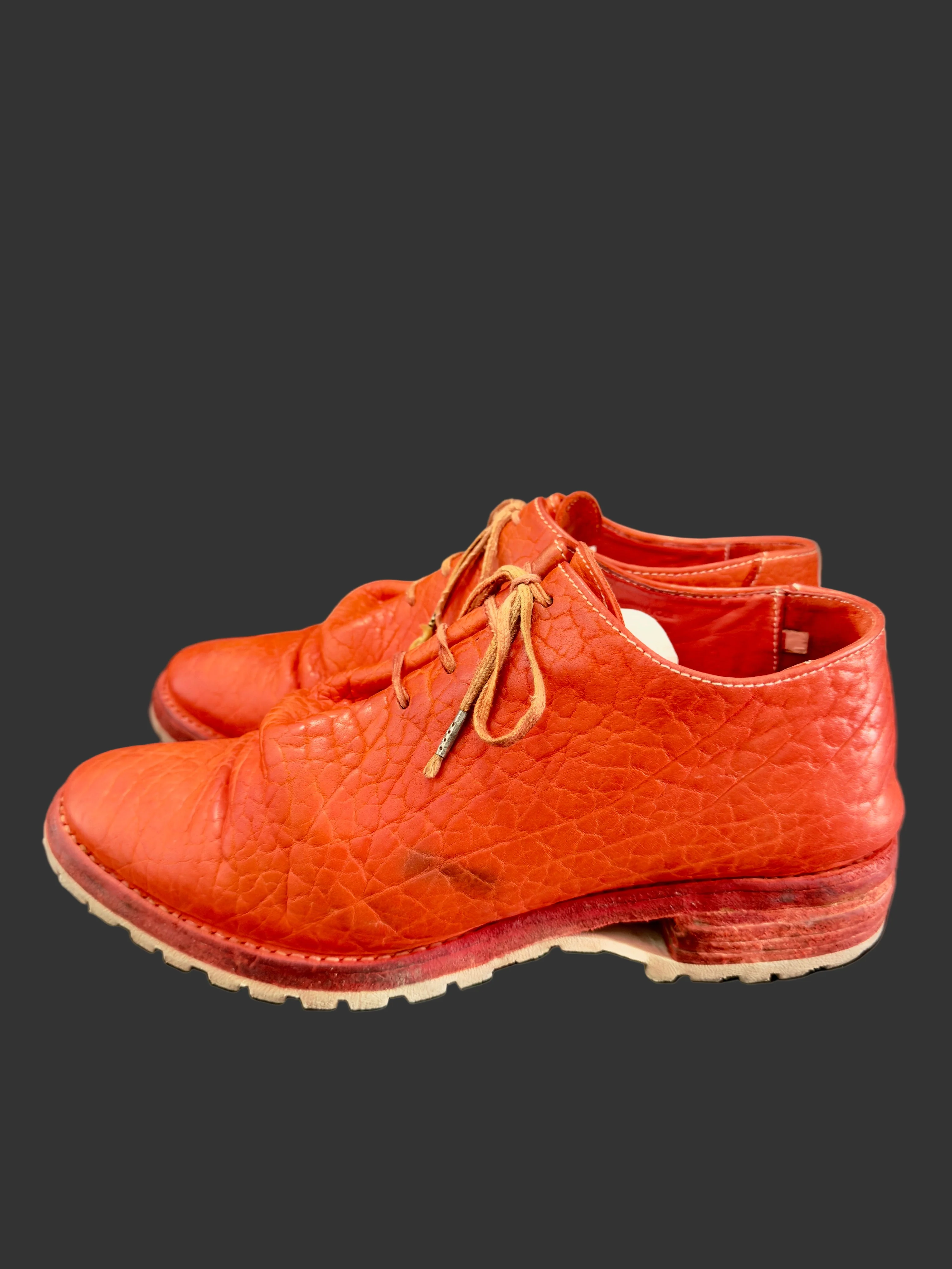 Red Object Dyed Bison One Piece Oxfords with Tank Soles by Carol Christian Poell - Image 4