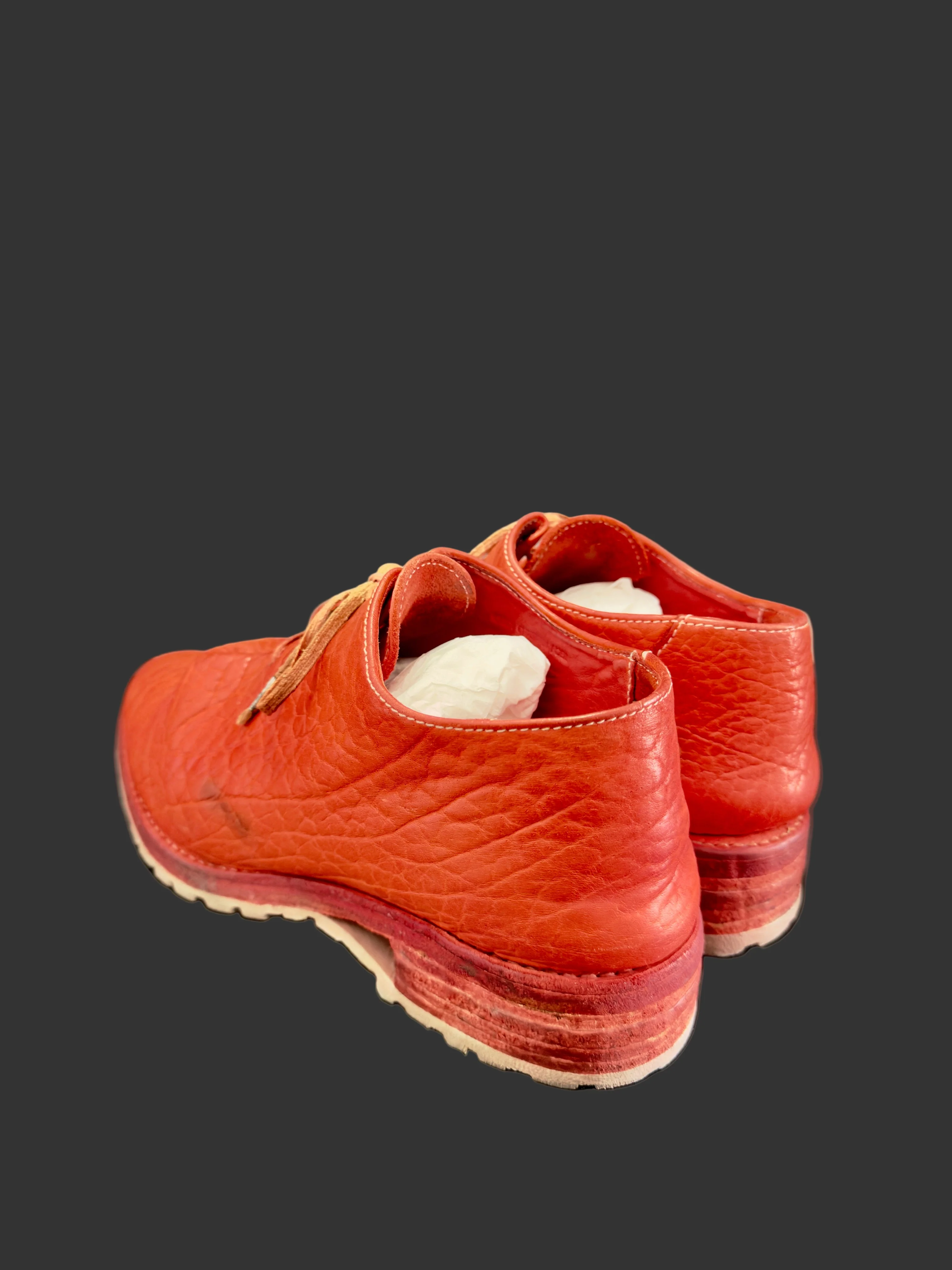 Red Object Dyed Bison One Piece Oxfords with Tank Soles by Carol Christian Poell - Image 5