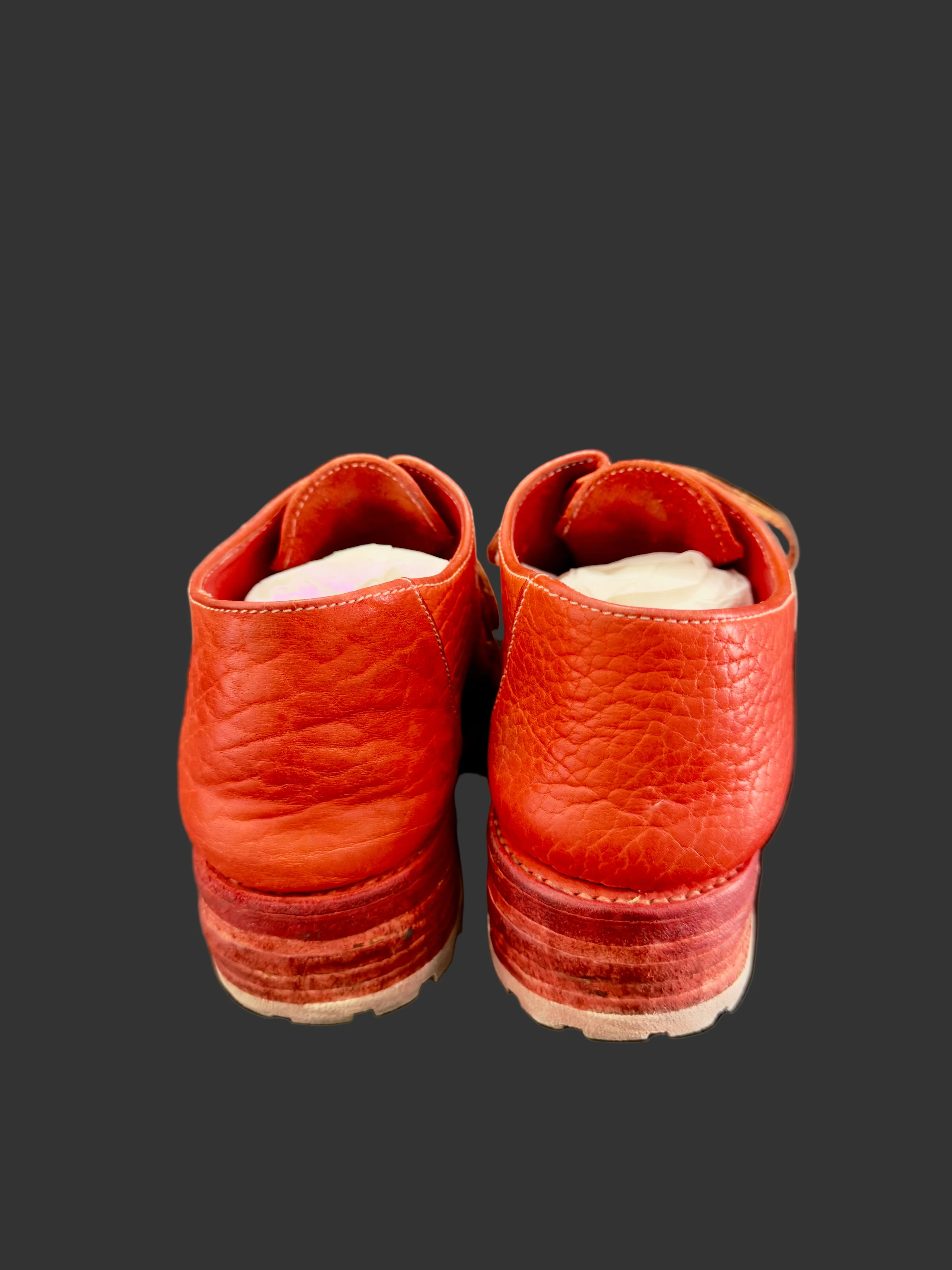Red Object Dyed Bison One Piece Oxfords with Tank Soles by Carol Christian Poell - Image 6