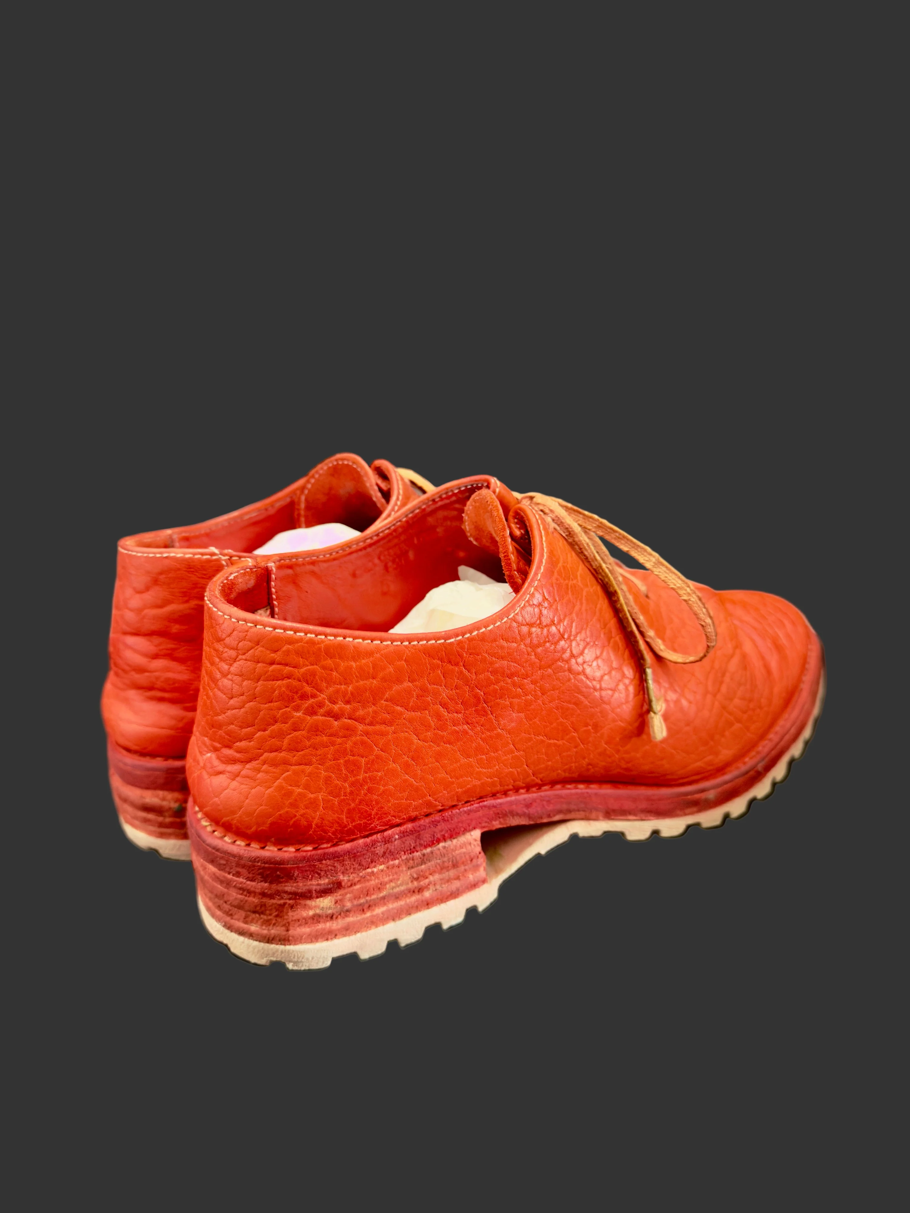 Red Object Dyed Bison One Piece Oxfords with Tank Soles by Carol Christian Poell - Image 7