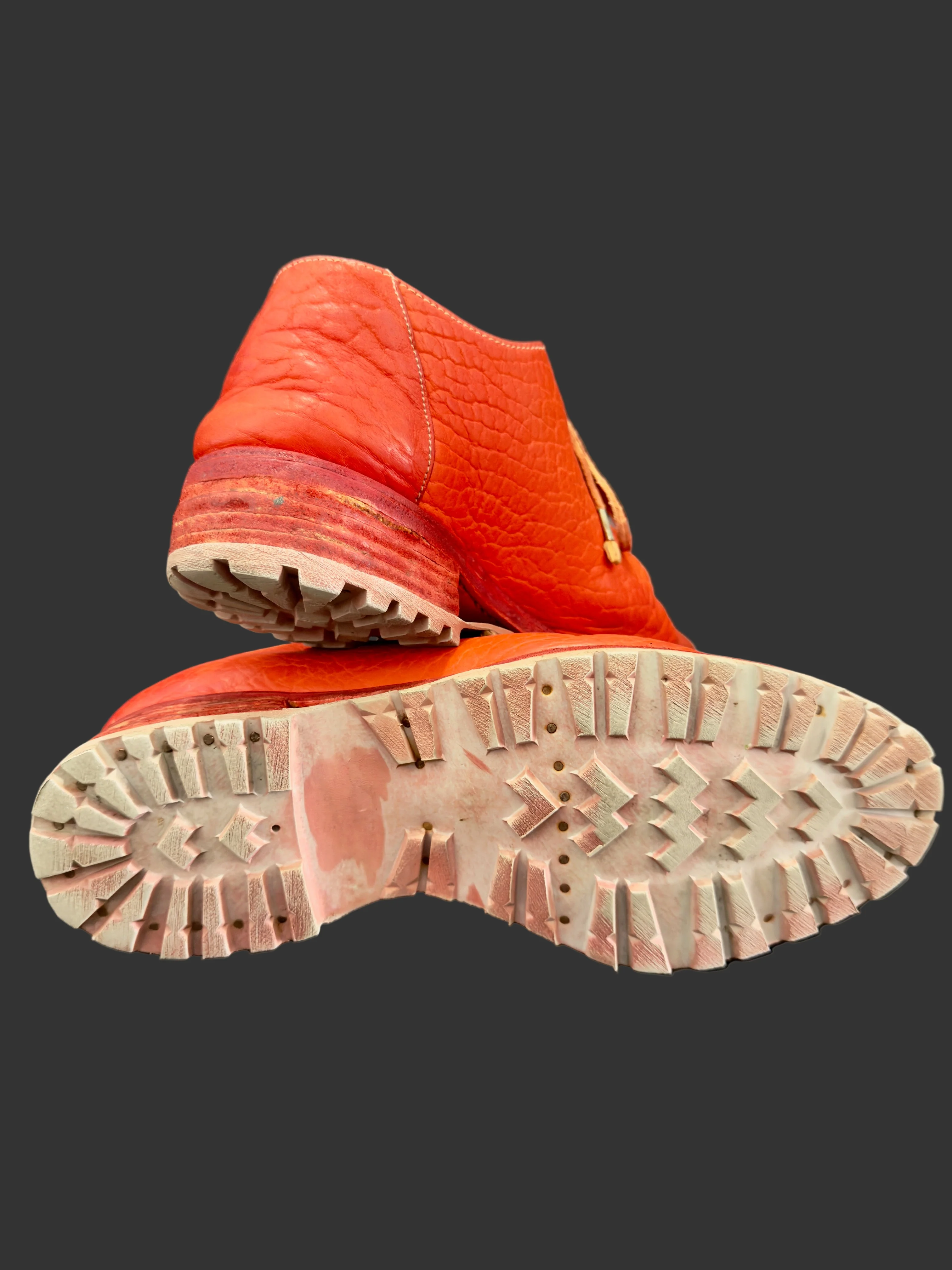 Red Object Dyed Bison One Piece Oxfords with Tank Soles by Carol Christian Poell - Image 8