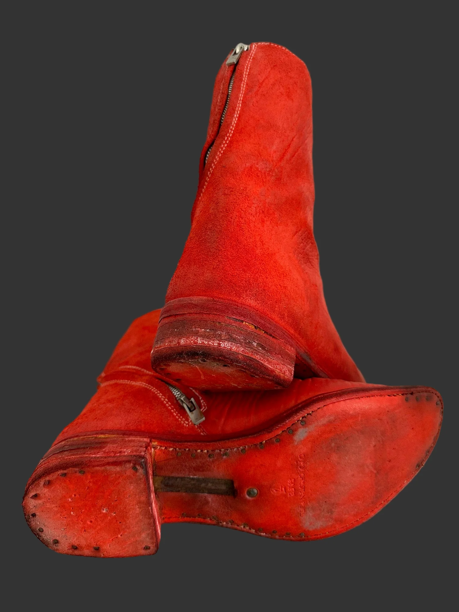 Red Object Dyed Culatta Horse Diagonal Zipper Boots AM2601L CUBS-PTC13 by Carol Christian Poell - Image 10
