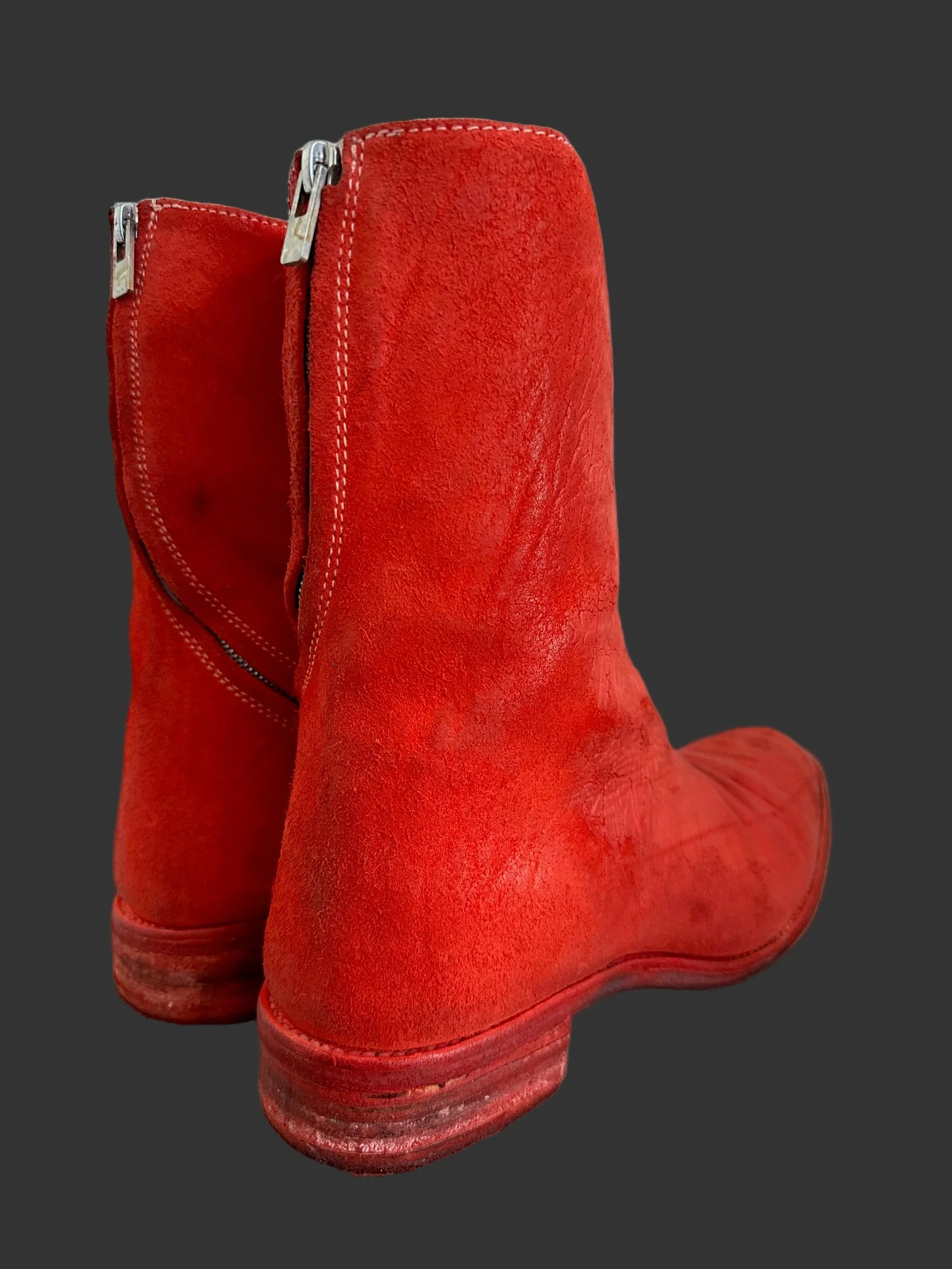 Red Object Dyed Culatta Horse Diagonal Zipper Boots AM2601L CUBS-PTC13 by Carol Christian Poell - Image 4