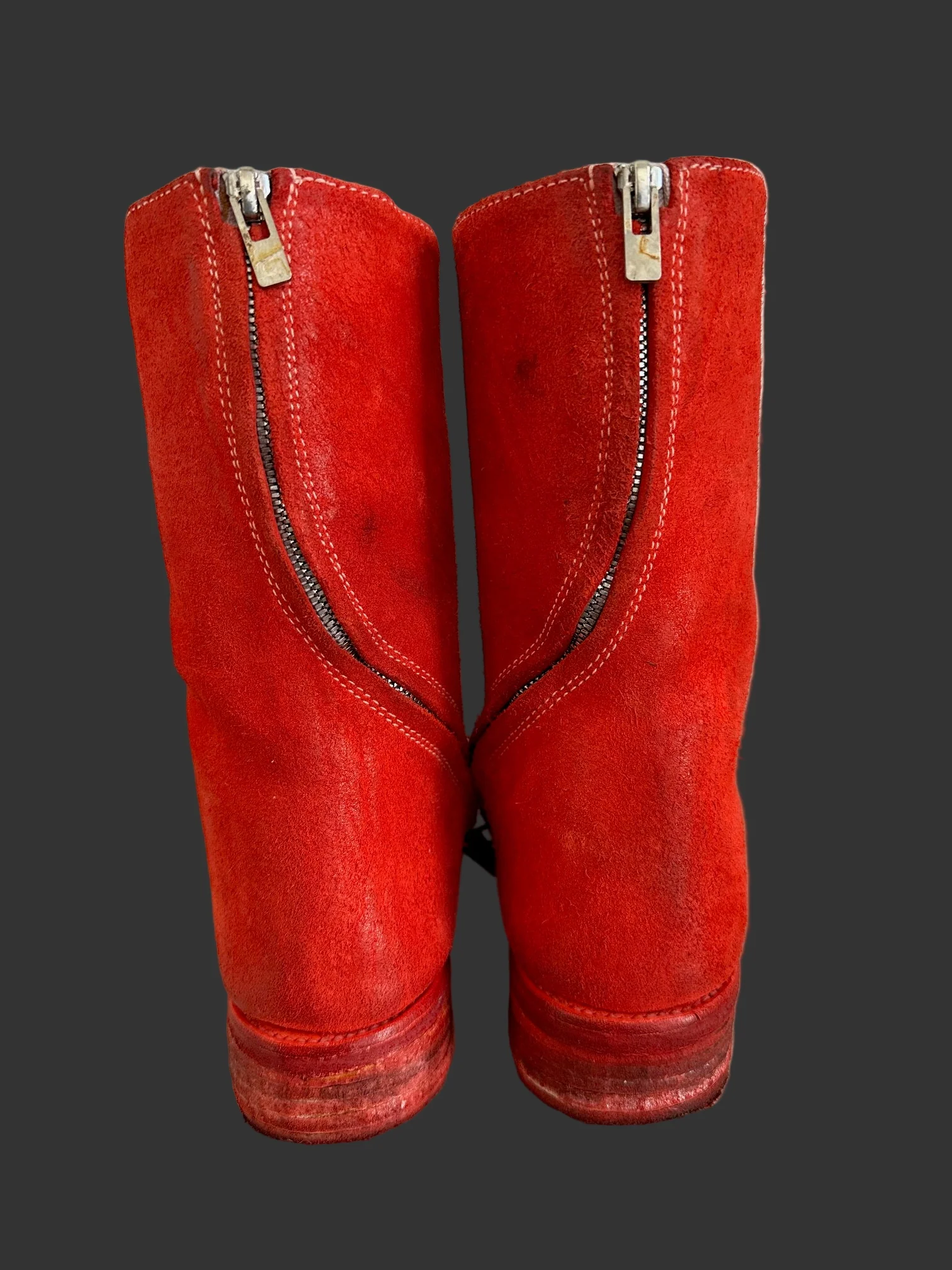 Red Object Dyed Culatta Horse Diagonal Zipper Boots AM2601L CUBS-PTC13 by Carol Christian Poell - Image 5
