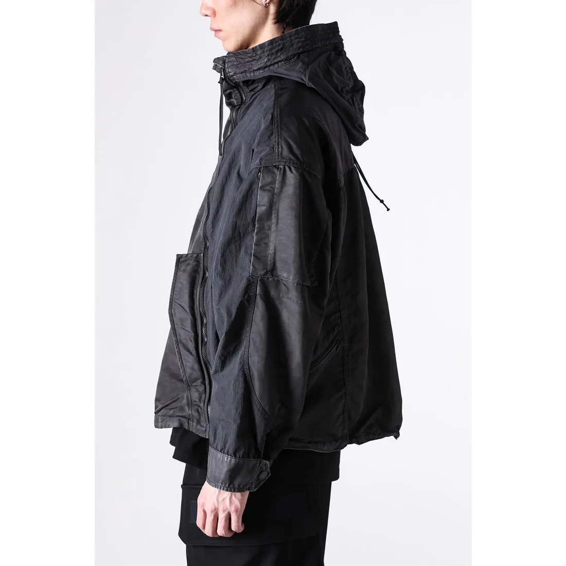 Shaded Black Object Dyed Nylon Hooded Parka - Image 18