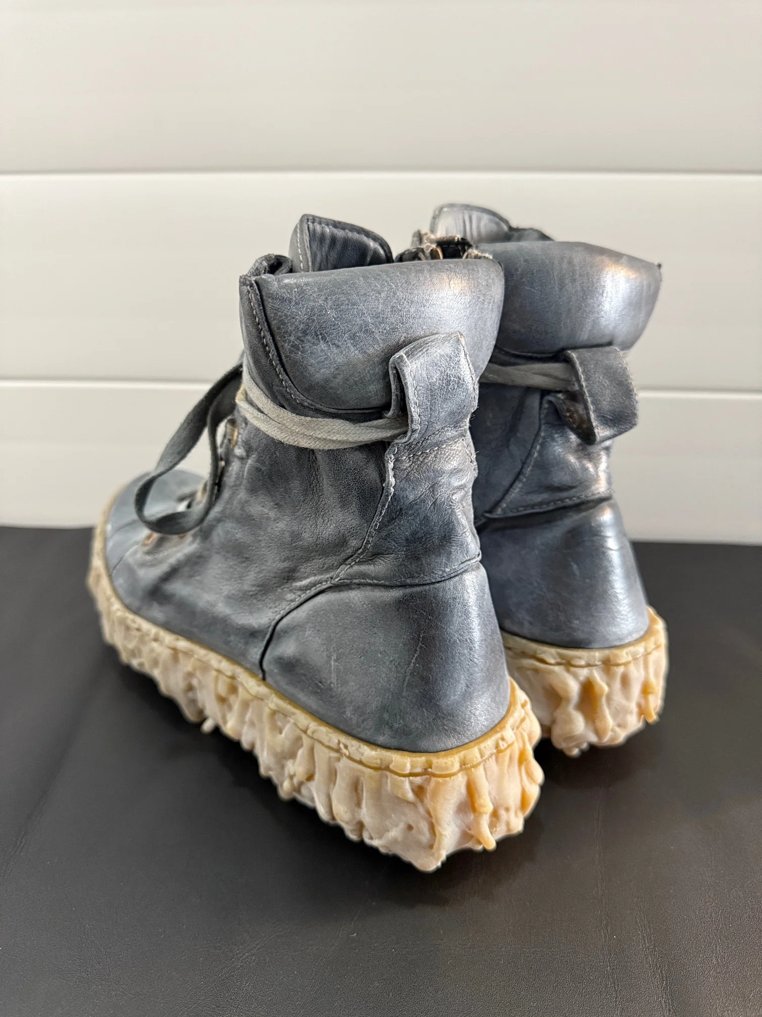 Shale Melt Clash Kangaroo Leather Mid Top Sneakers - Image 5