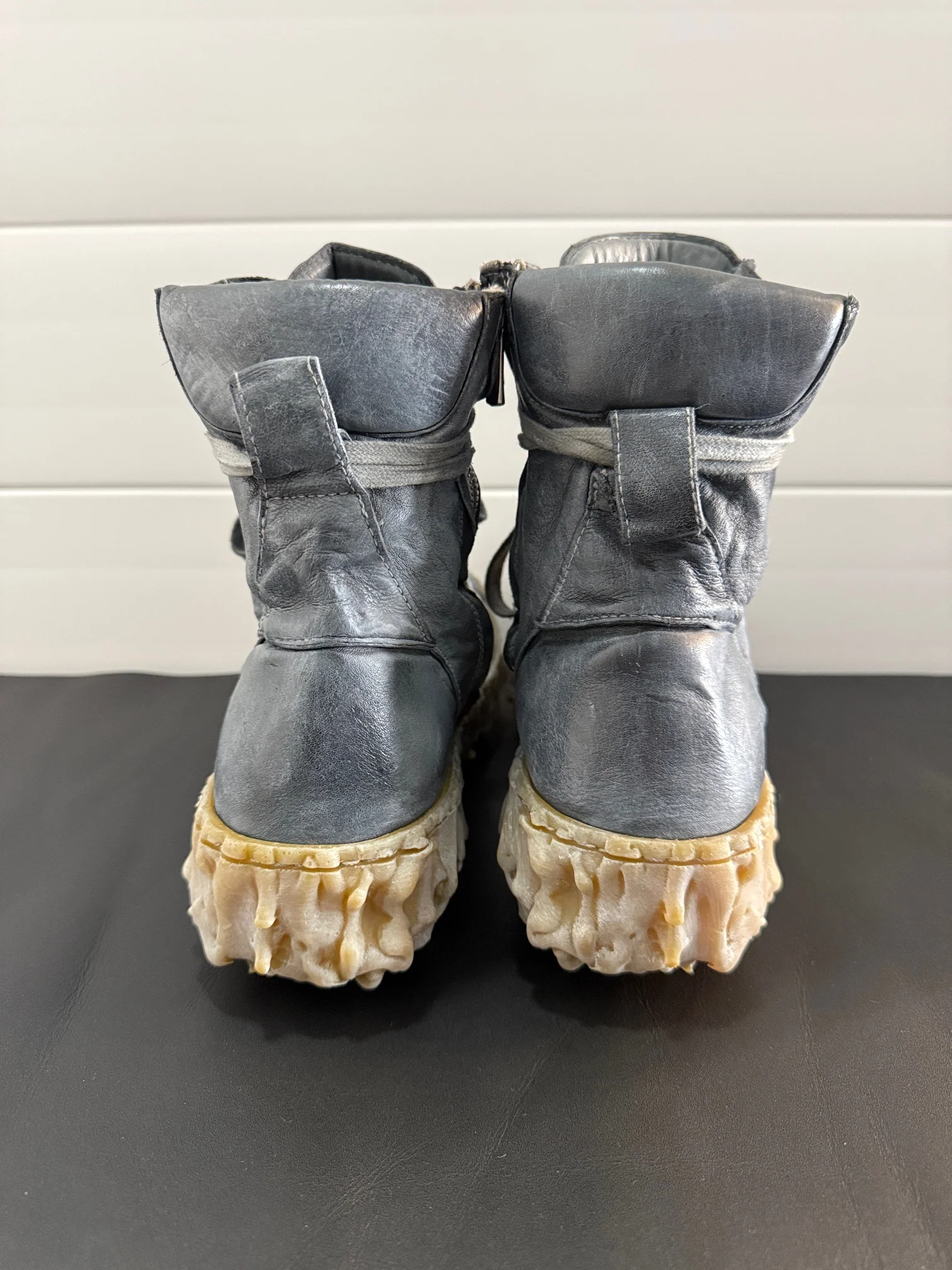 Shale Melt Clash Kangaroo Leather Mid Top Sneakers - Image 6
