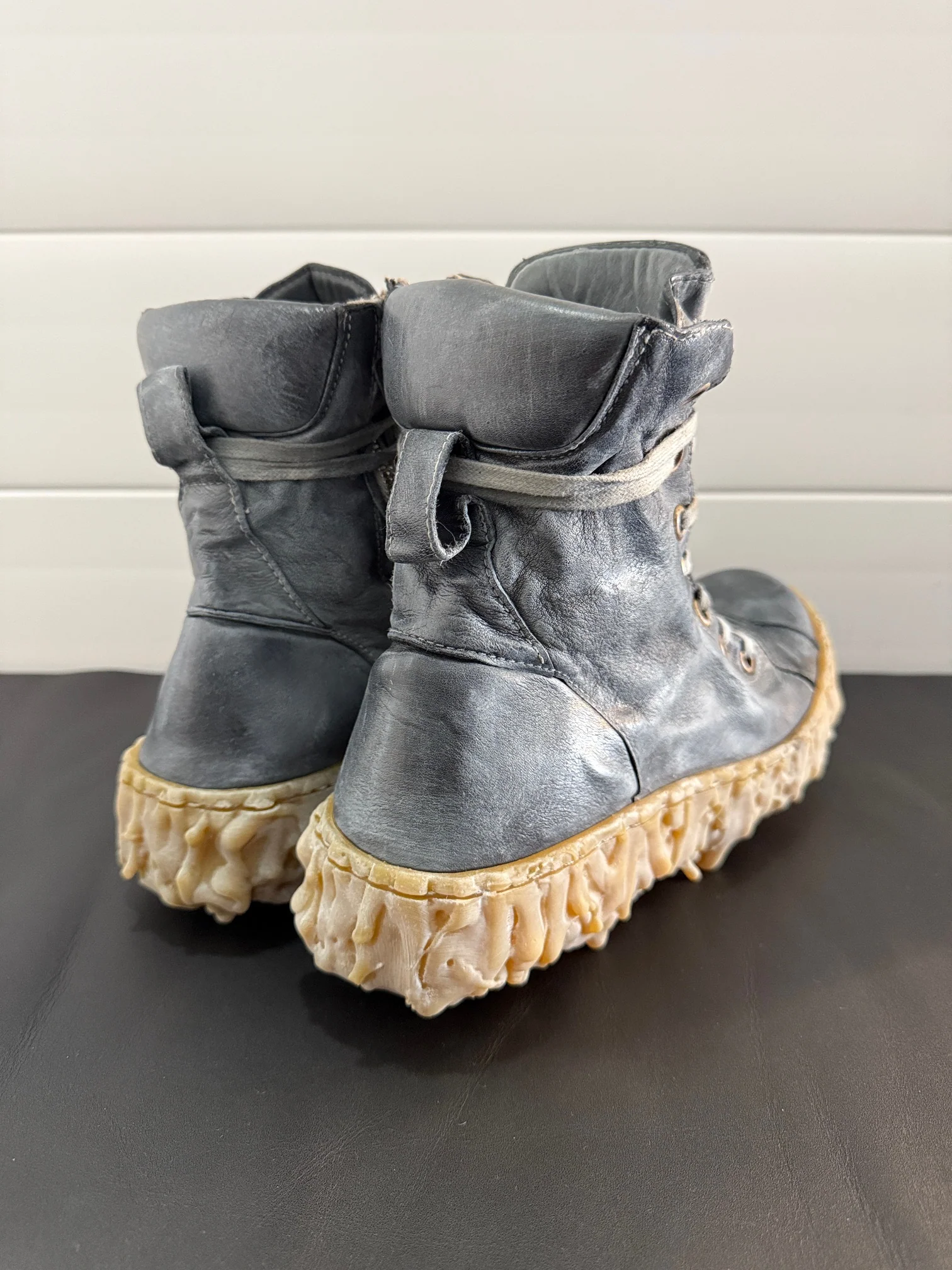 Shale Melt Clash Kangaroo Leather Mid Top Sneakers - Image 7