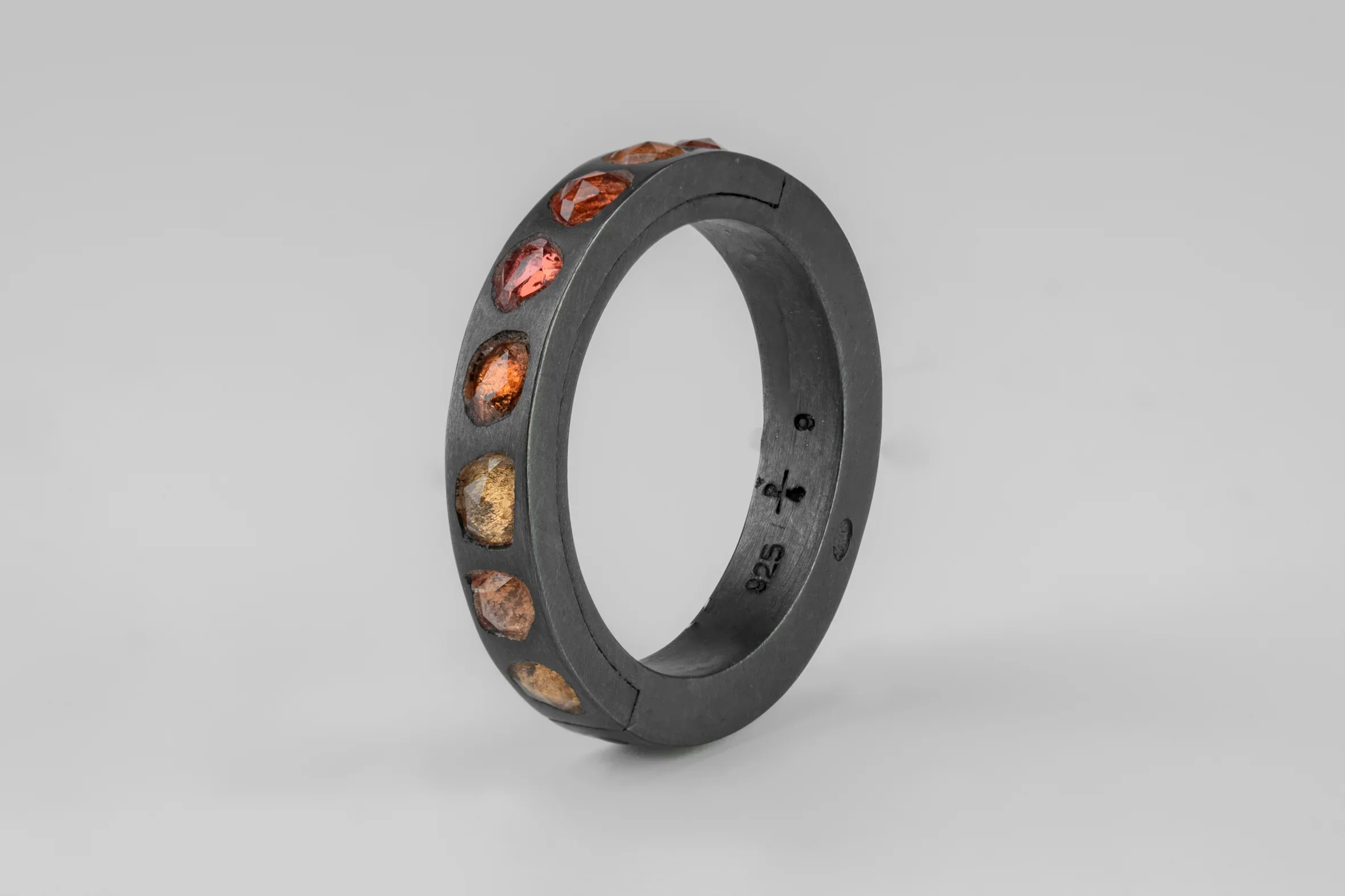 Sistema Ring Mega Pavé Orange Sapphire Faceted Slab 4mm 1101-12-KA+OSAF - Image 2
