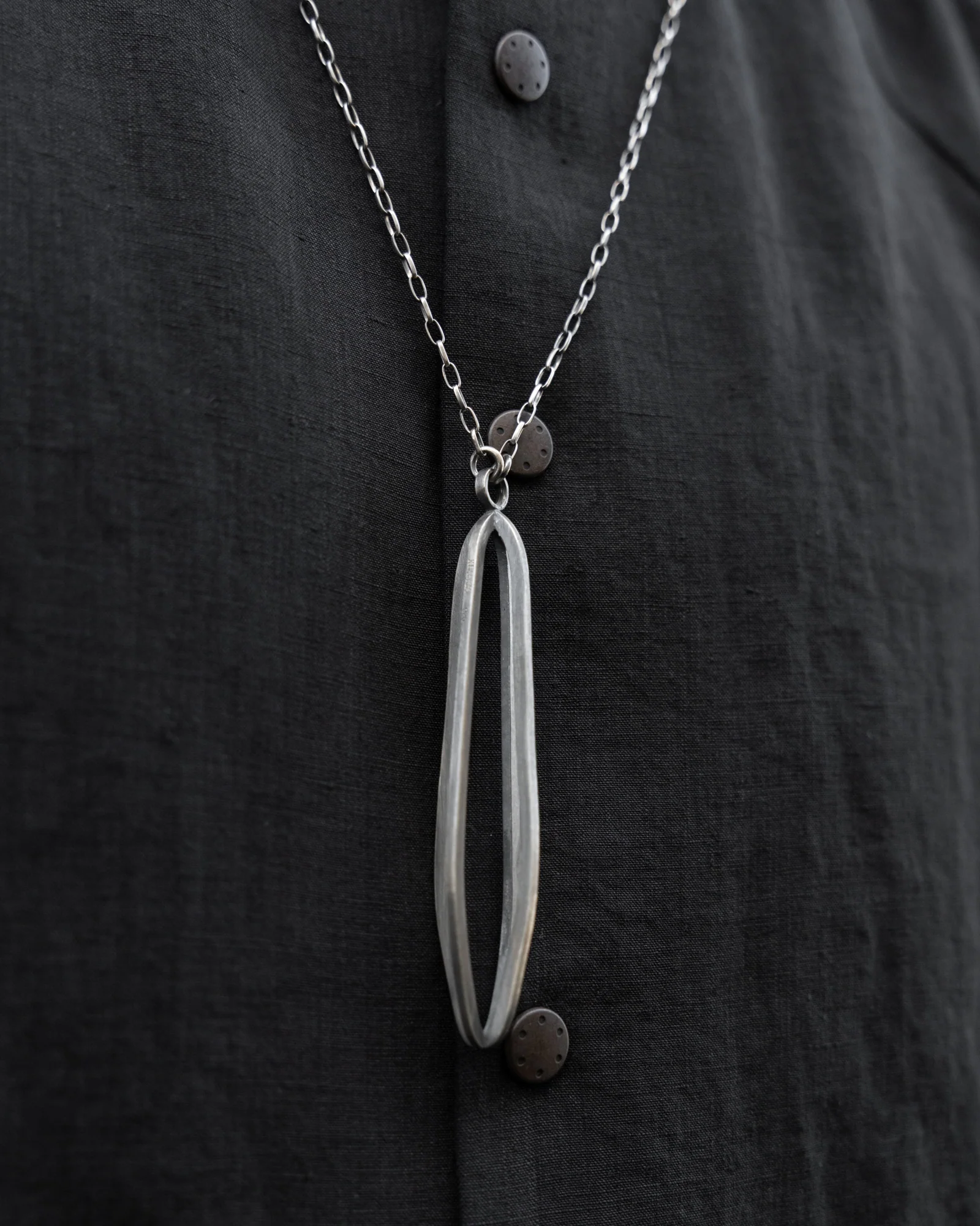 Spire Shaped Empty Cage Sterling Silver Pendant Necklace - Image 2