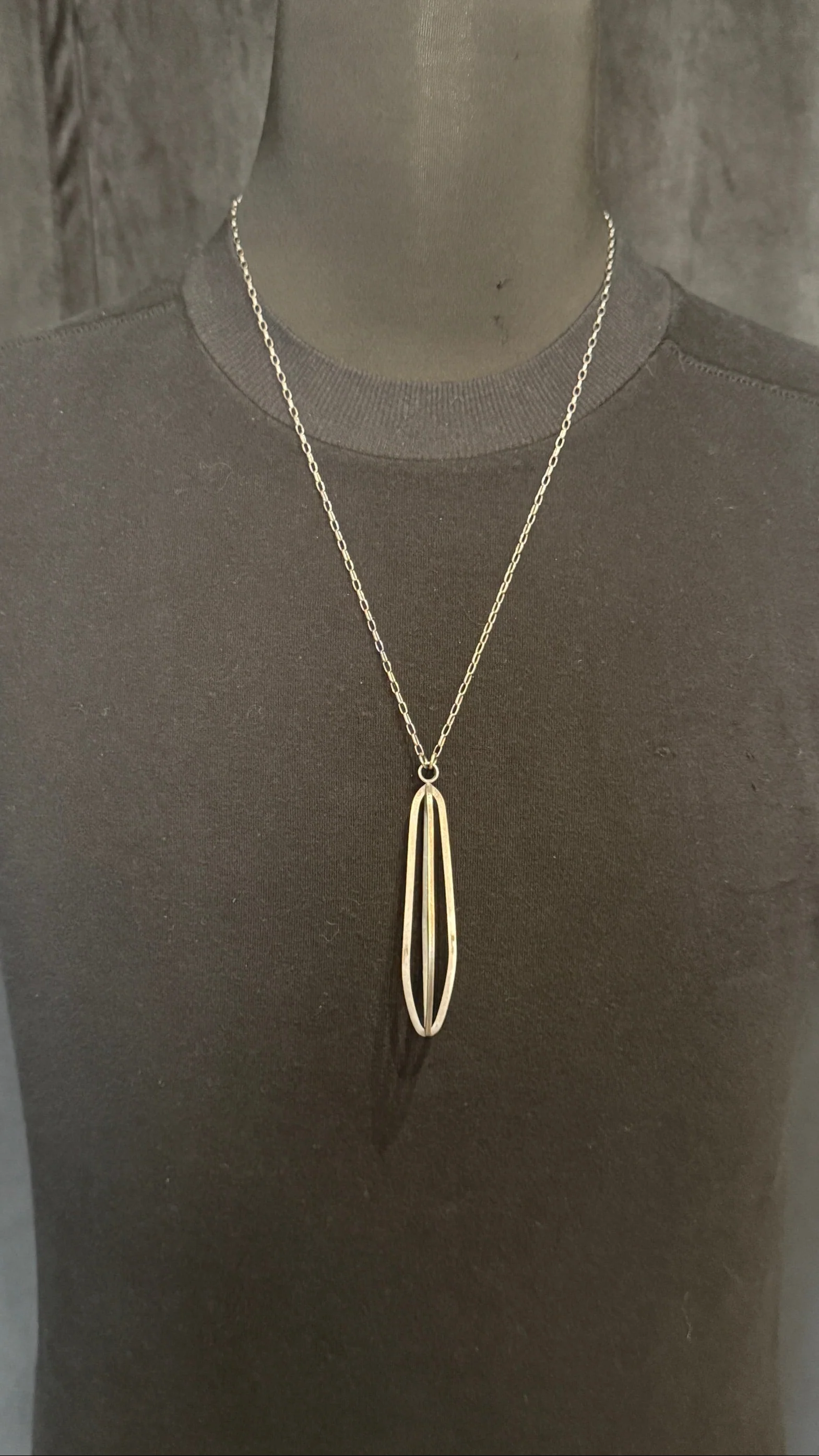 Spire Shaped Empty Cage Sterling Silver Pendant Necklace - Image 4