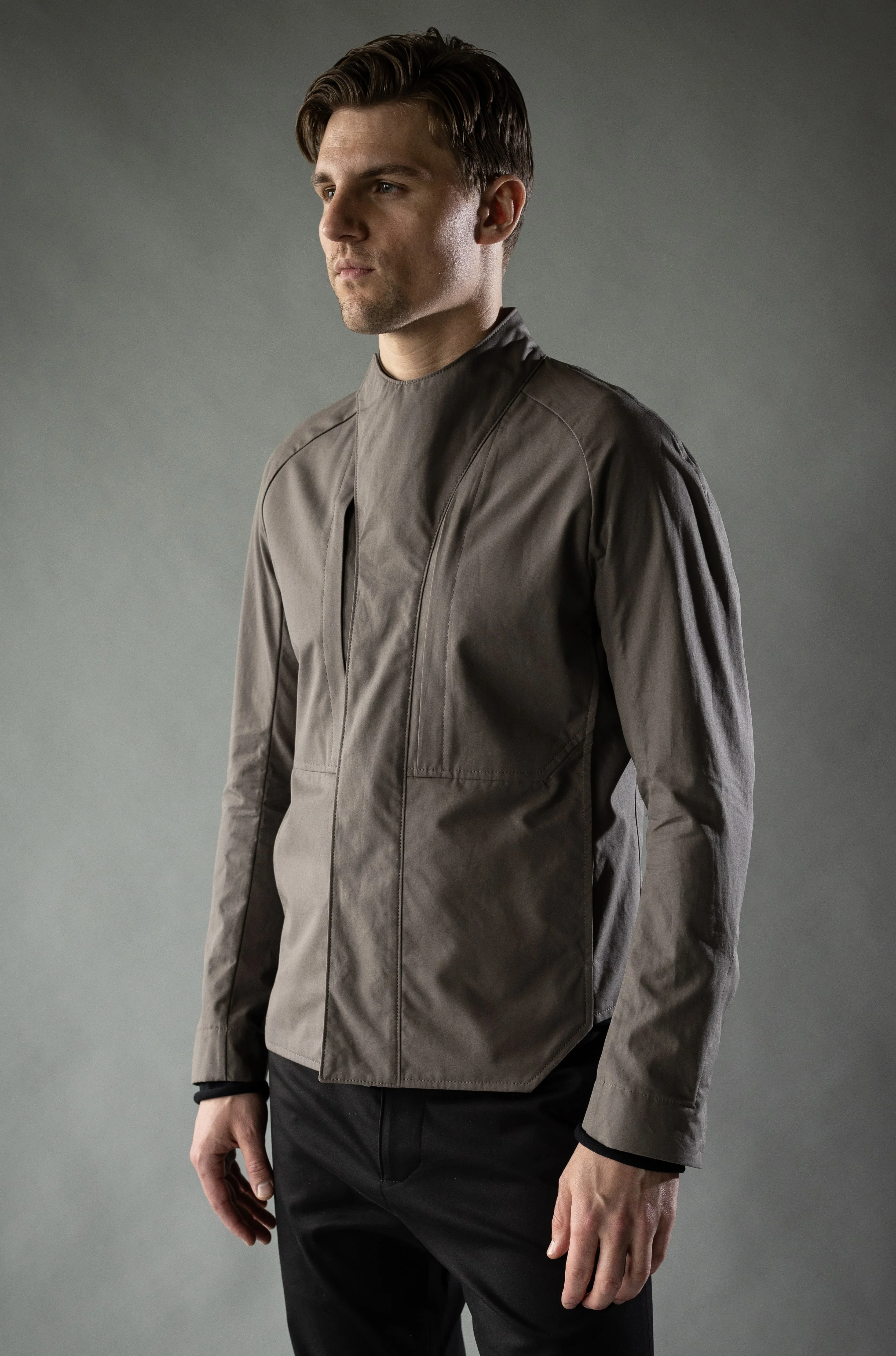 Static Black Japanese Linen Cotton Chambray AERA OVERSHIRT - Image 5