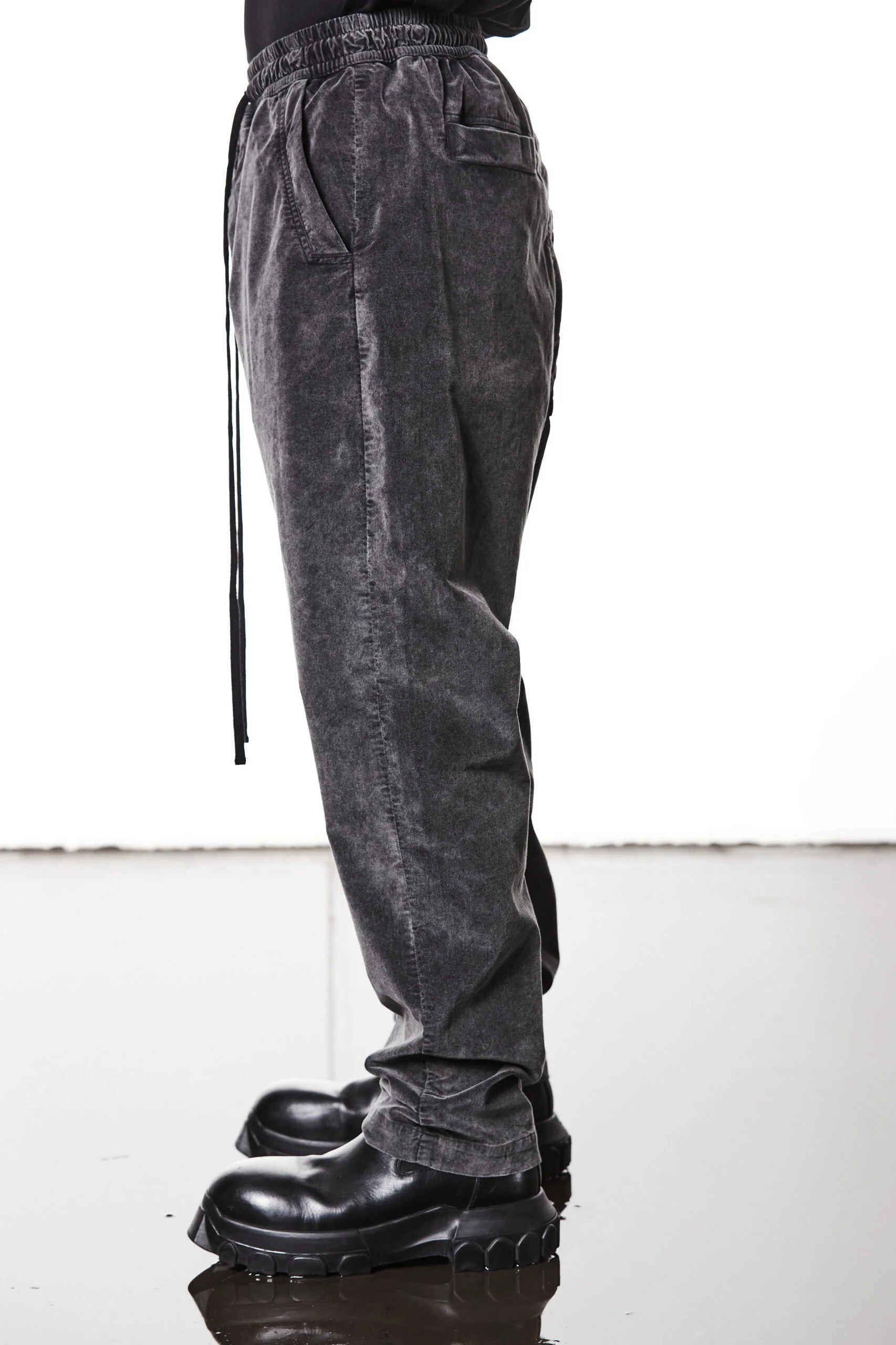 Used Grey Washed Velvet Cotton Pants MP 16 - Image 3