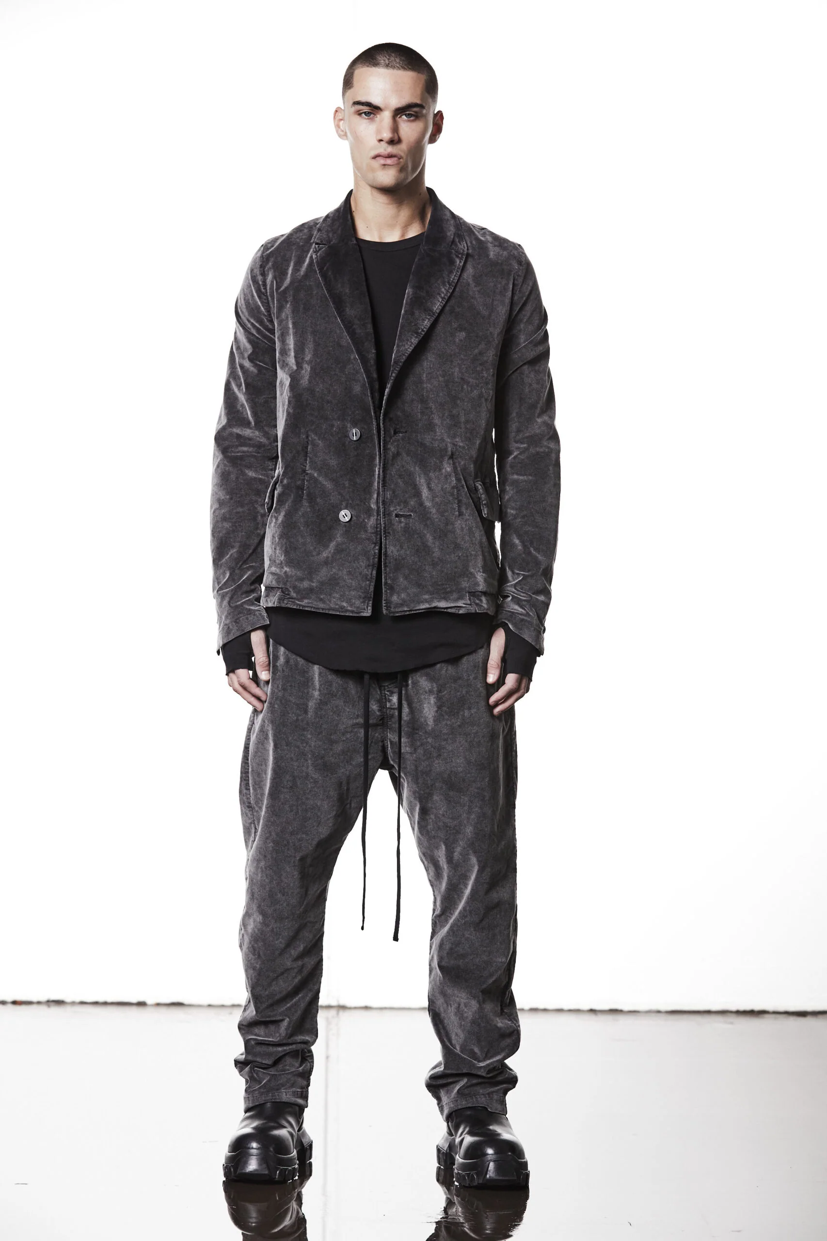 Used Grey Washed Velvet Cotton Pants MP 16 - Image 9