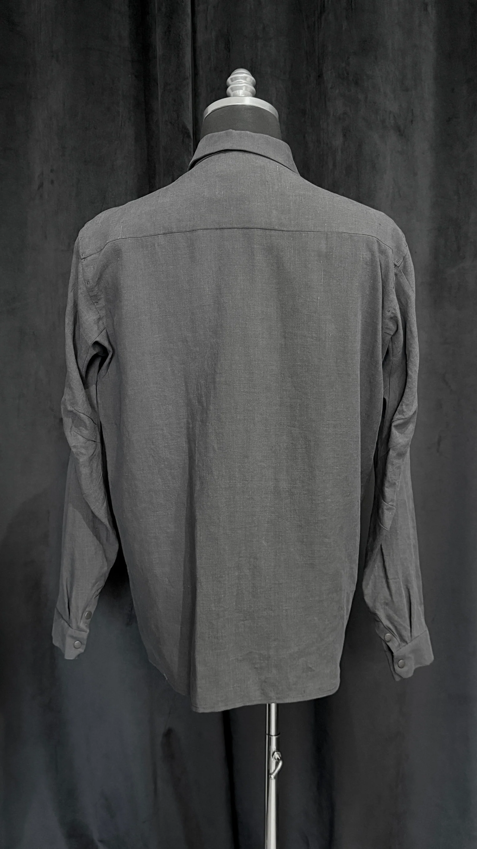 Vintage Blue Collared Snap Button Shirt - Image 4