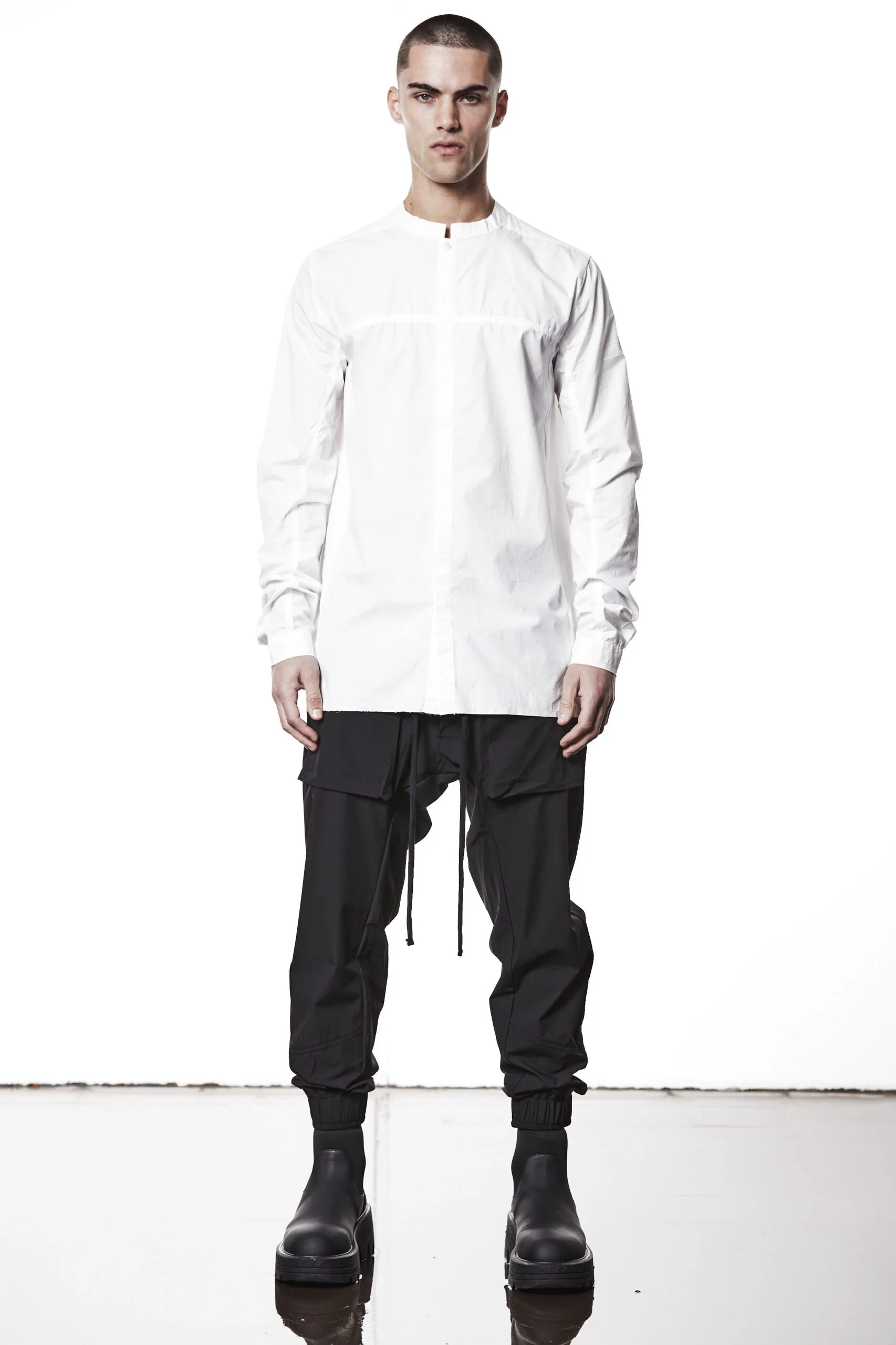 White Stand Up Collar Shirt MH 177